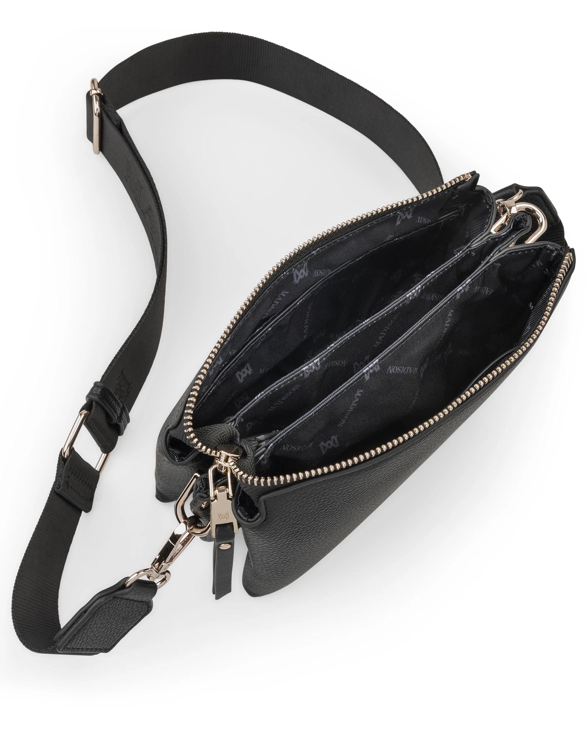 5 Madison Accessories Josie Small 3 Compartment Crossbody Bag BLACK, 5 of 8