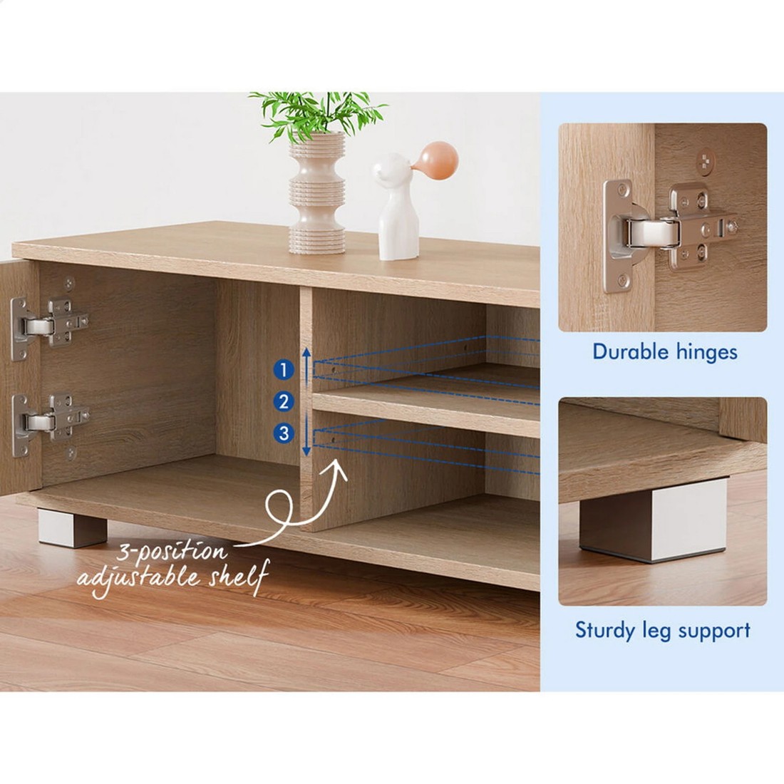 5 Alfordson Entertainment Unit TV Cabinet Stand 120cm Storage Drawer - Oak, 5 of 10