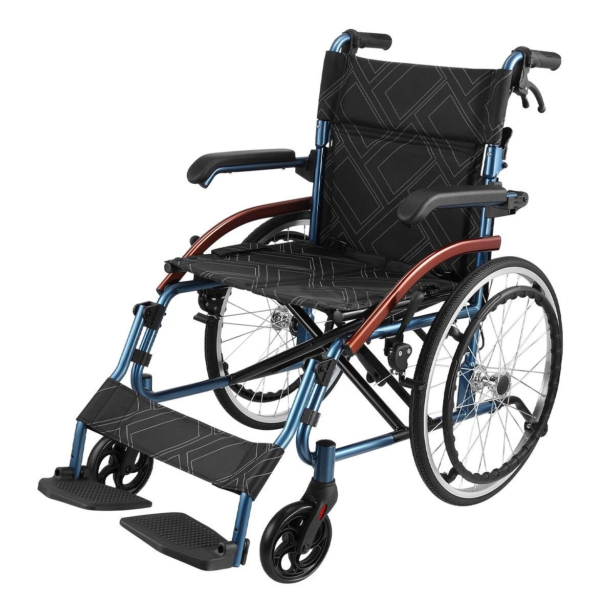 2 AUSWAY Folding Wheelchair 20Inch Mobility Disability Aid Travel Portable, 2 of 2