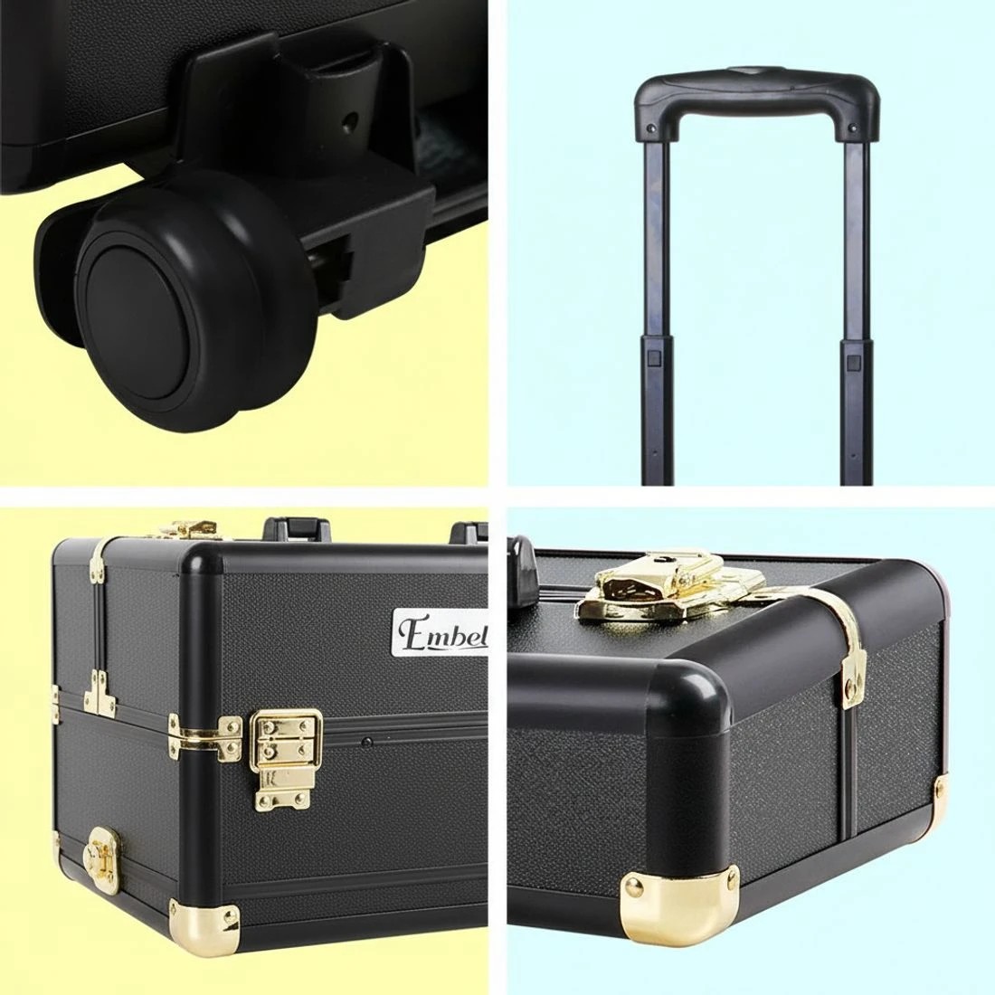 6 Embellir Makeup Case Beauty Trolley Cosmetic Organiser Box Travel Wheels - Multi, 6 of 9