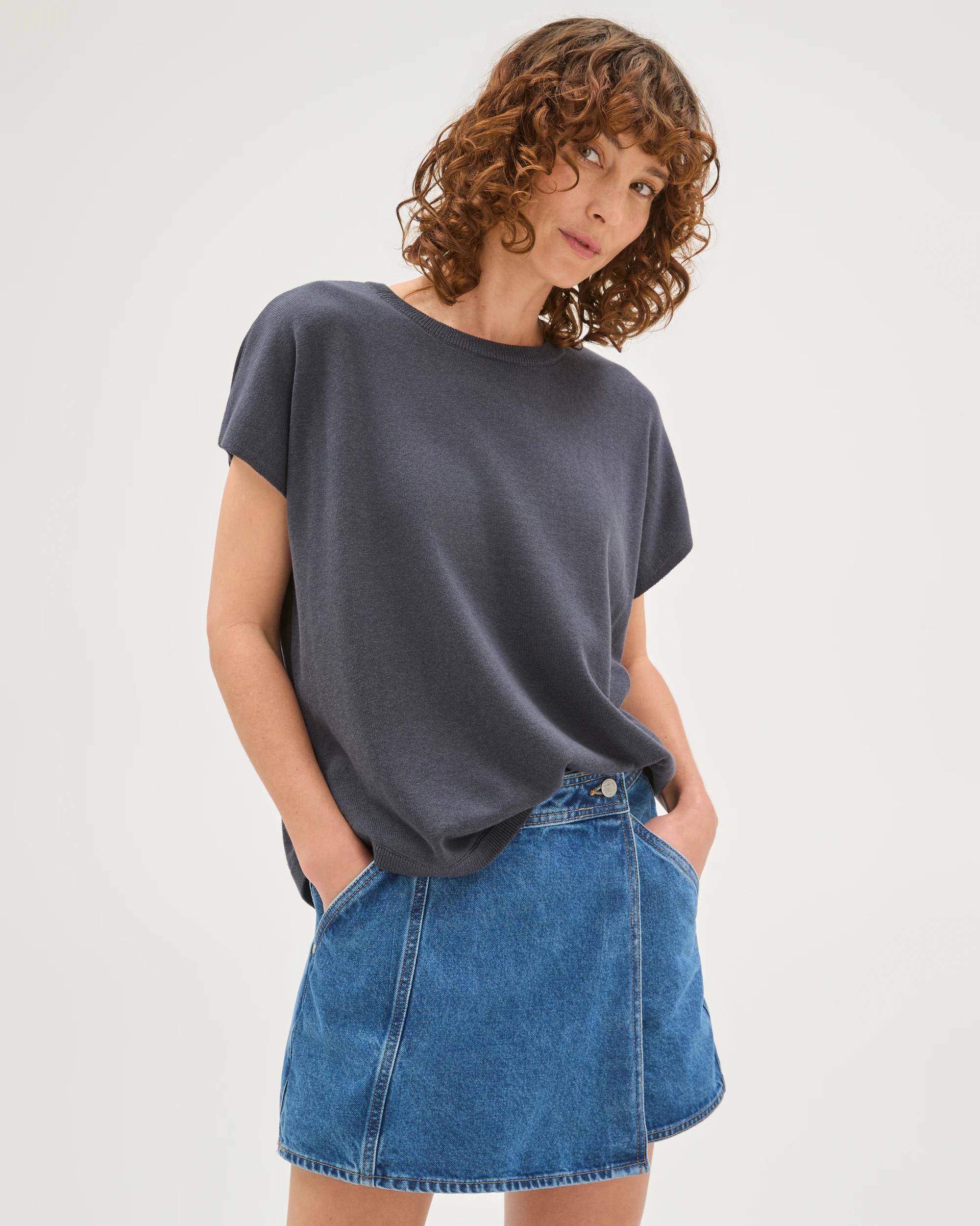 2 Target Denim Cotton Rich Wrap Front Denim Skort MID INDIGO, 2 of 7