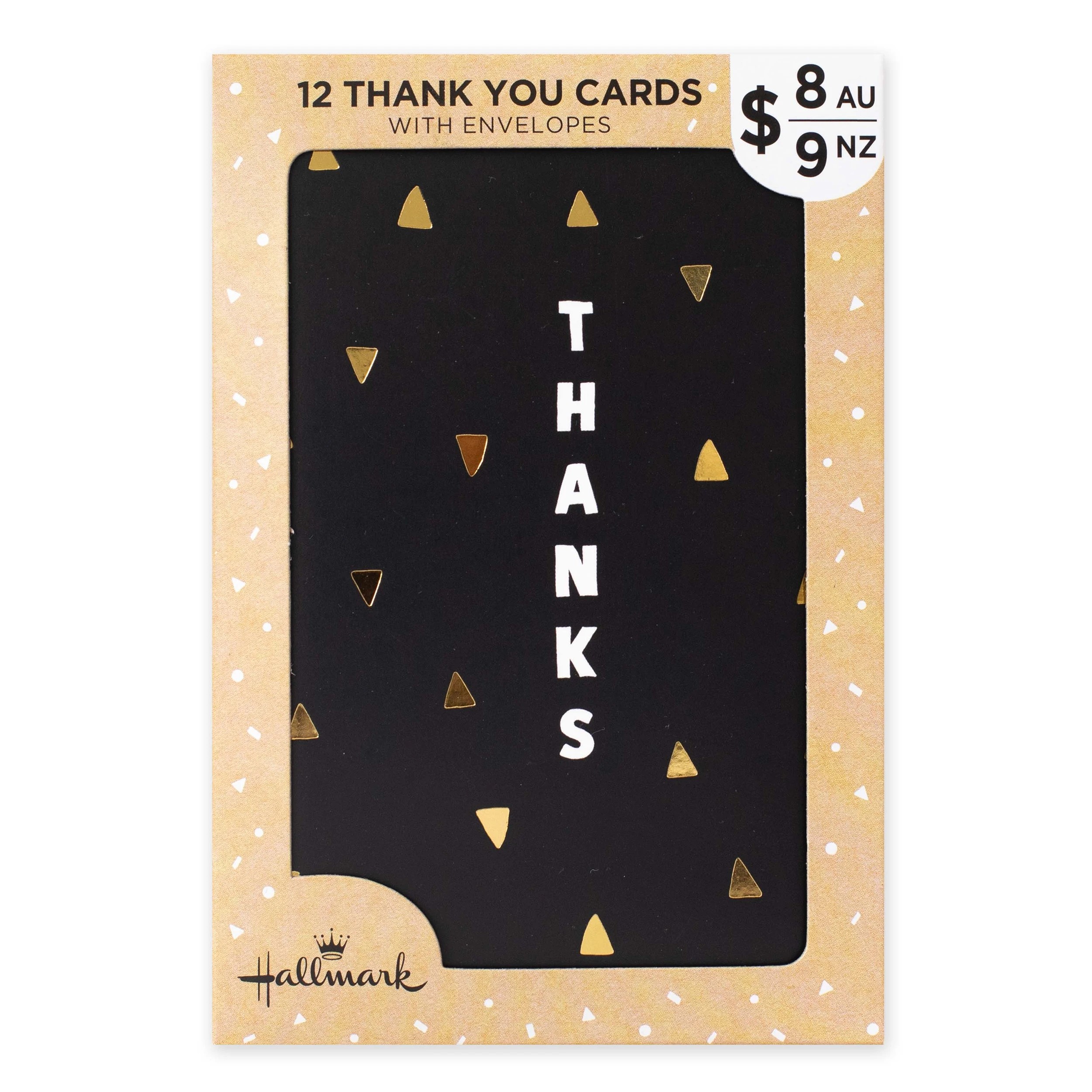 1 12 Pack Hallmark Thank You Cards - Gold Triangles and Thanks, 1 of 4