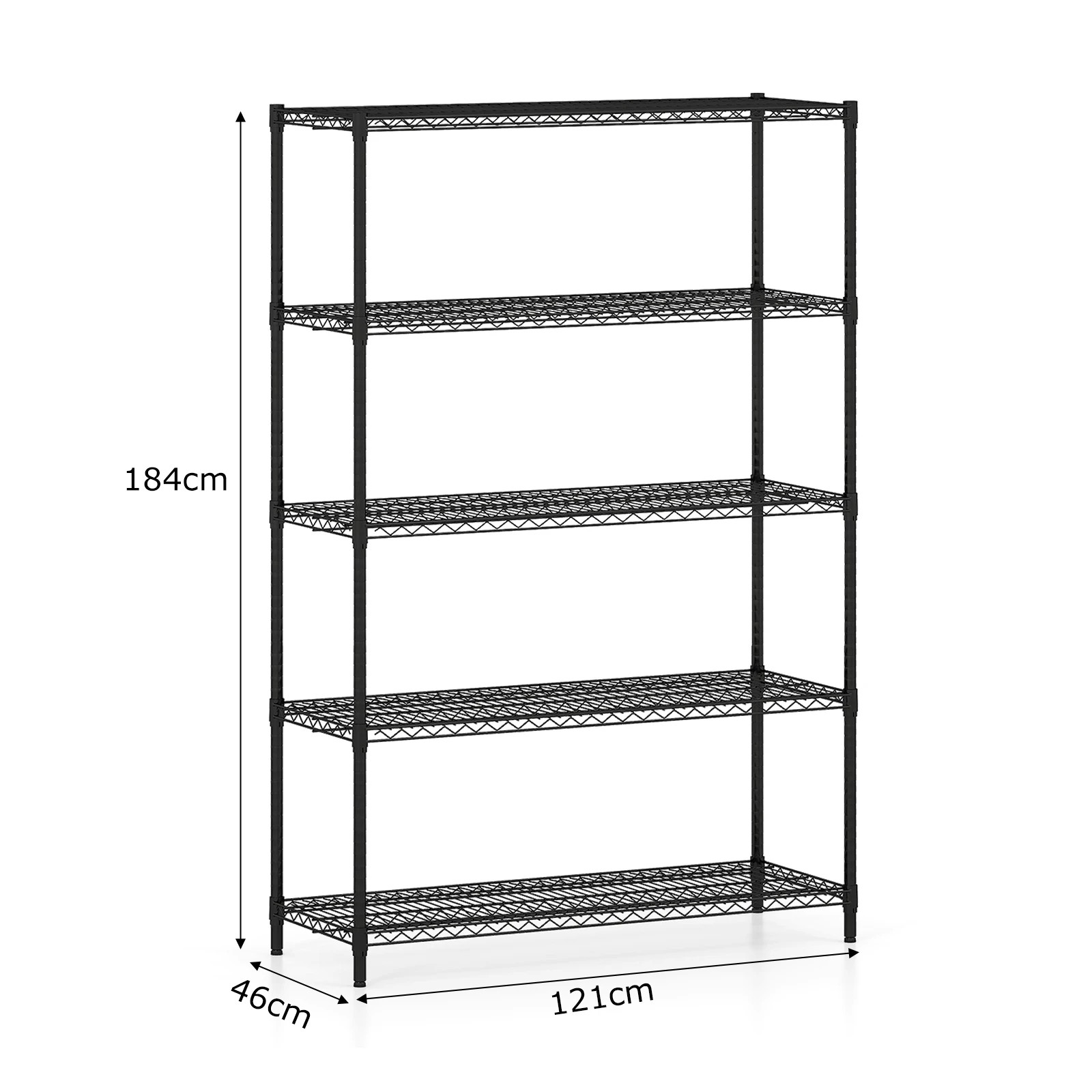 2 Costway 5-Tier Wire Shelving Unit Adjustable Heavy-Duty Metal Storage Shelves, 2 of 5