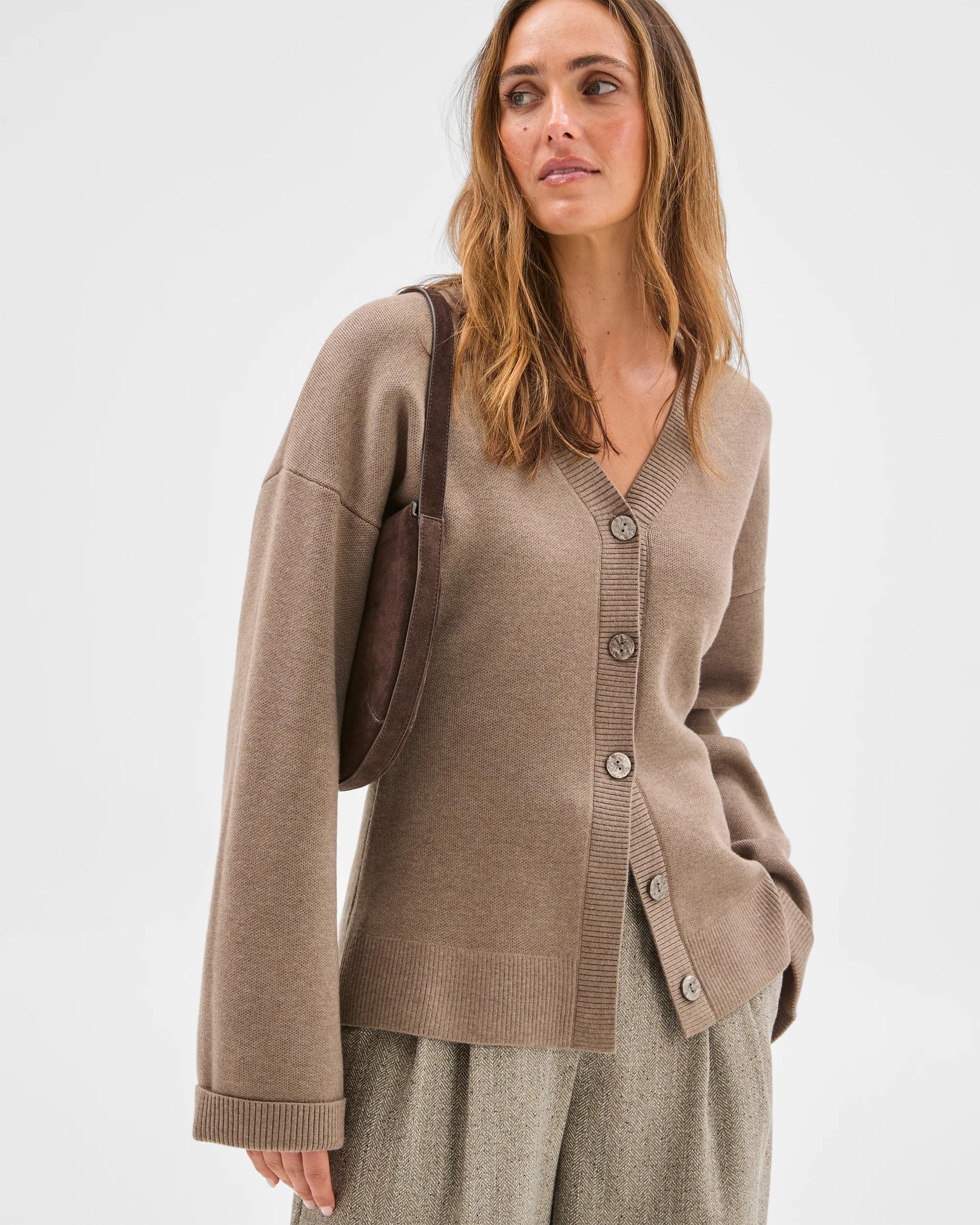 3 Preview Longline Knit Cardigan MOON GREY MARLE, 3 of 6