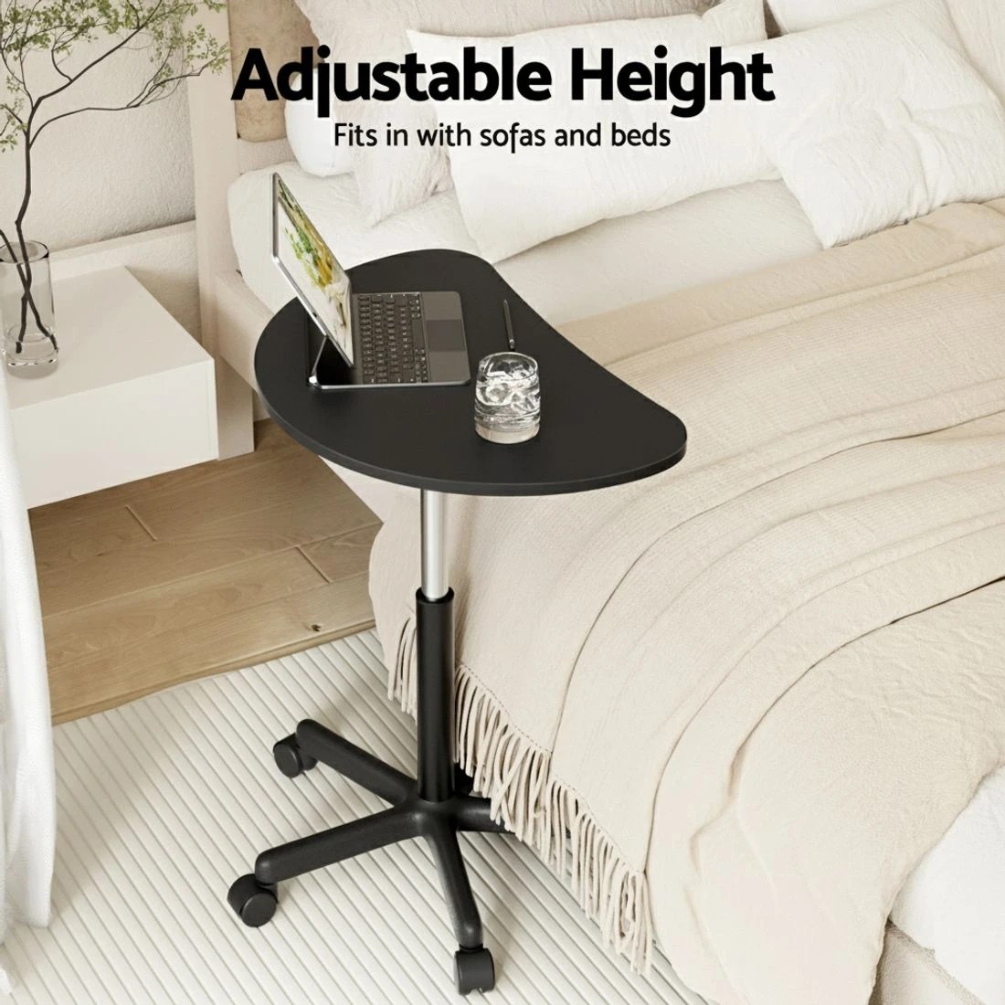 5 Artiss Laptop Desk Portable Height Adjustable Table Caster Wheels 60CM - Black, 5 of 6