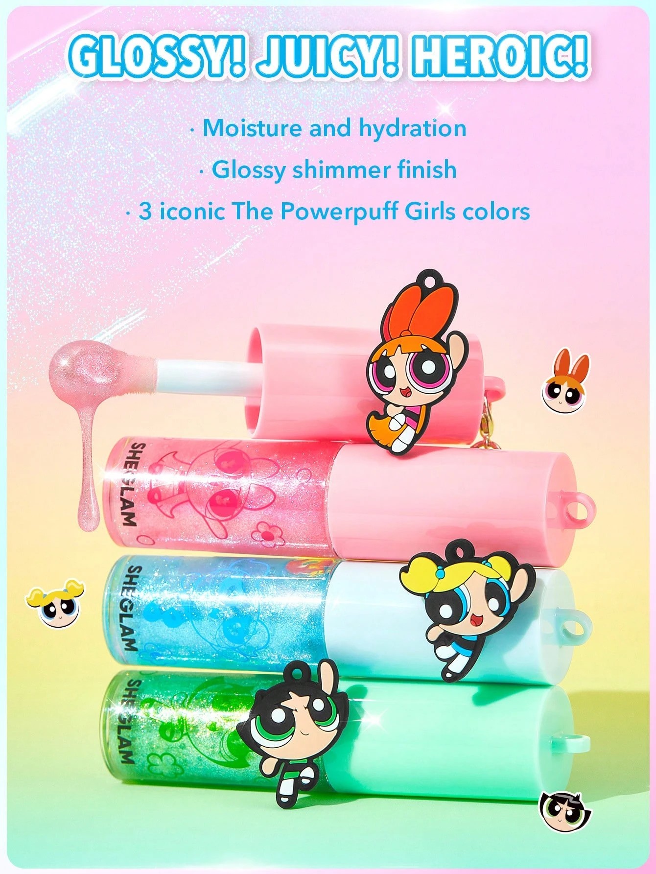 2 The Powerpuff Girls x SHEGLAM Super Trio Lip Gloss – Bubbles, 2 of 7