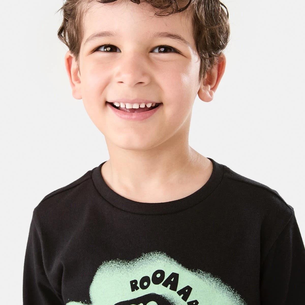 3 Long Sleeve Print T-shirt Blk Fossil, 3 of 8