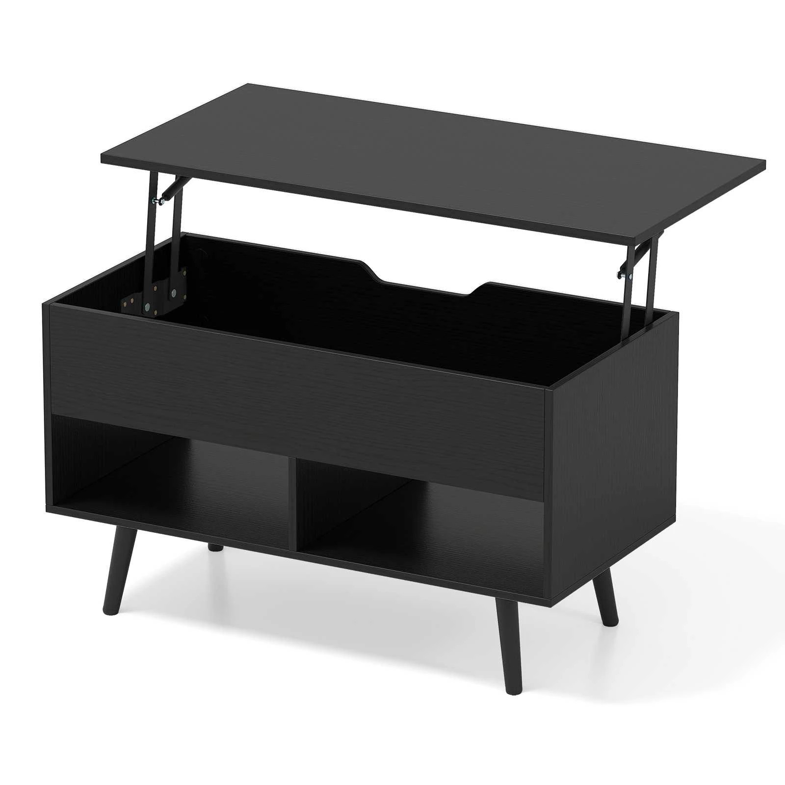 1 Costway 80cm Lift Top Coffee Table Modern Dining Table w/Hidden Storage Compartment - Black, 1 of 5