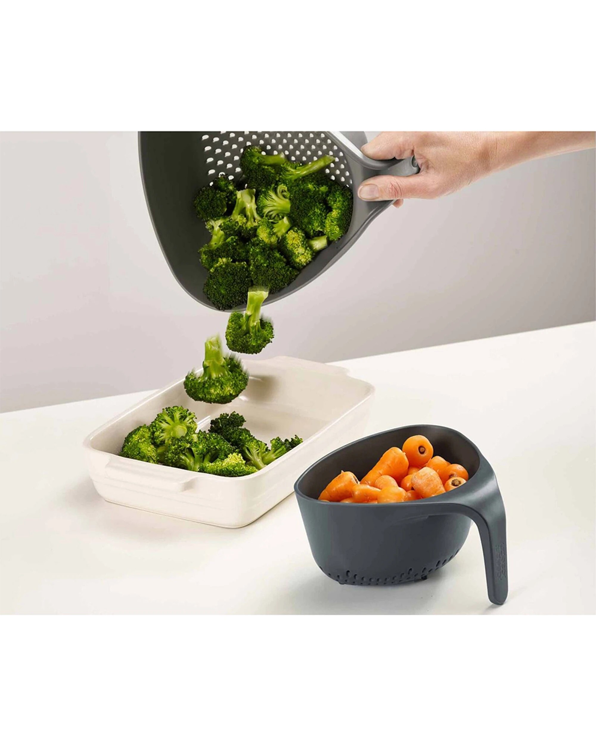 3 Joseph Joseph 22cm Nest Kitchen Cooking Colanders Ergonomic Handle - Grey, 3 of 4