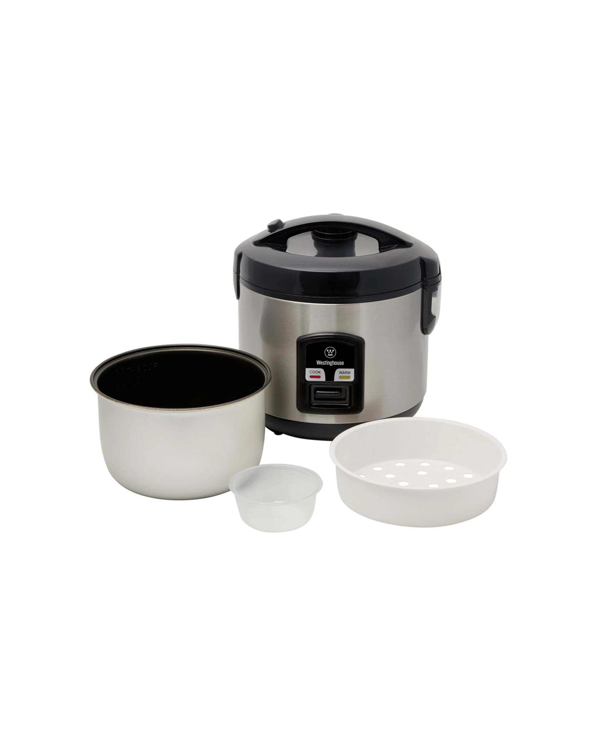 1 Westinghouse 10 Cup Rice Cooker Stainless Steel W/keep Warm Function & Steamer - Silver, 1 of 7