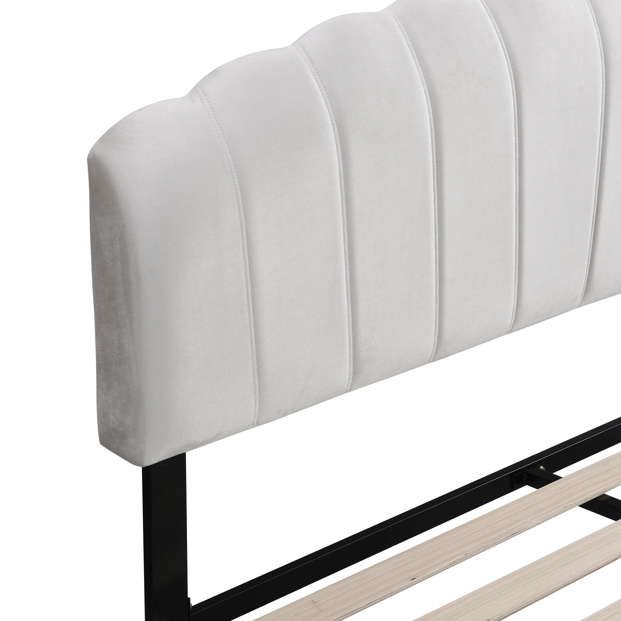 4 IHOMDEC BEF04 Double Shell-Style Bed Base - Beige - Beige, 4 of 10