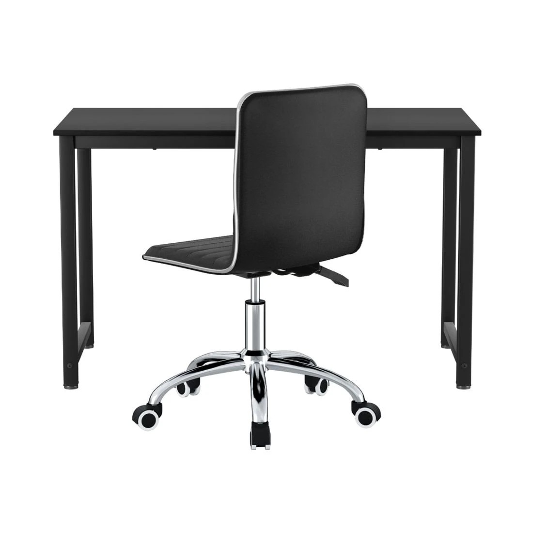 3 Artiss Computer Desk 120cm Executive Office Chairs Set PU Leather Low Back - Black, 3 of 6