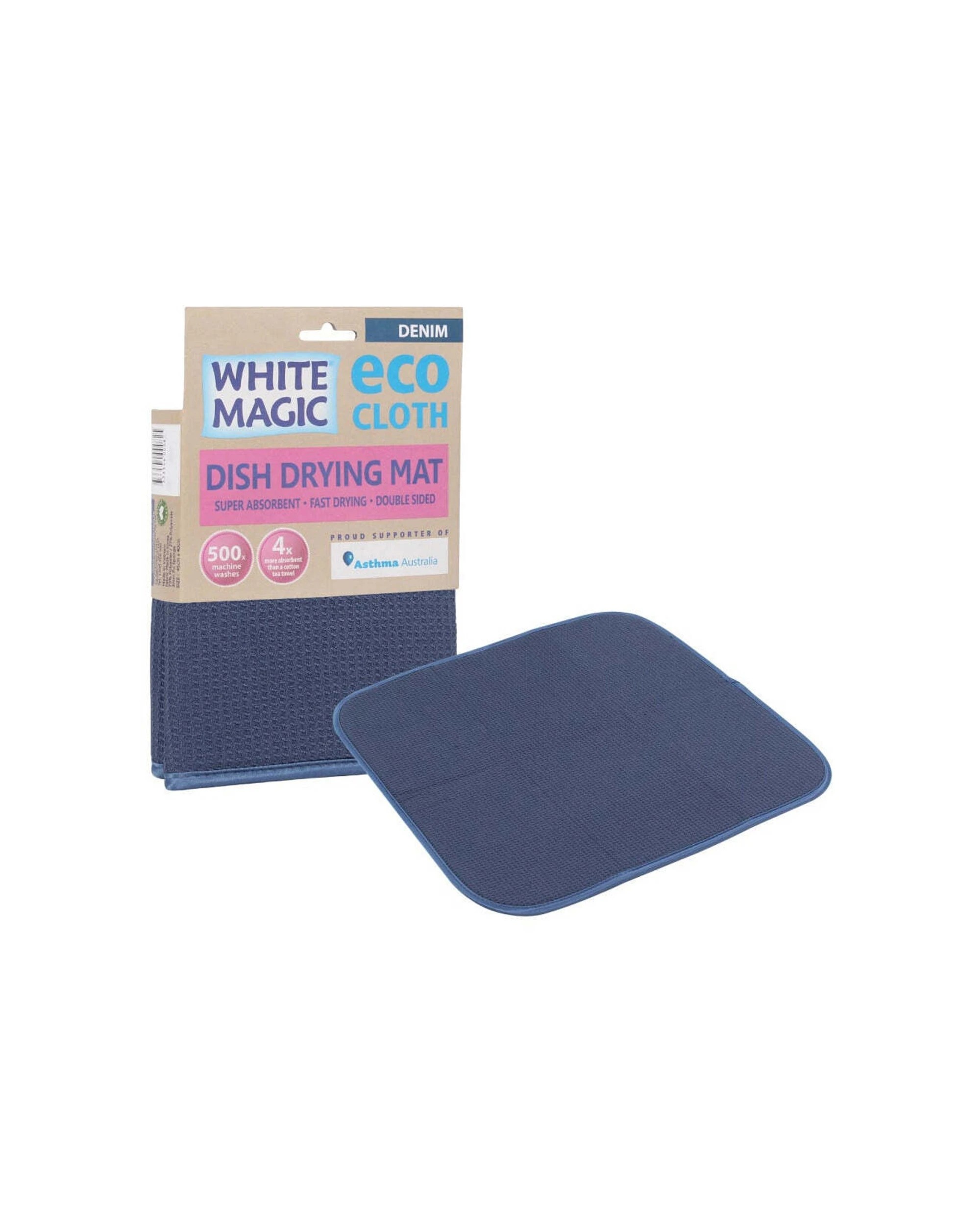 1 White Magic Dish Drying Mat 45 X 40 Cm Cushioned Absorbent Eco Cloth Benchtop - Blue, 1 of 3