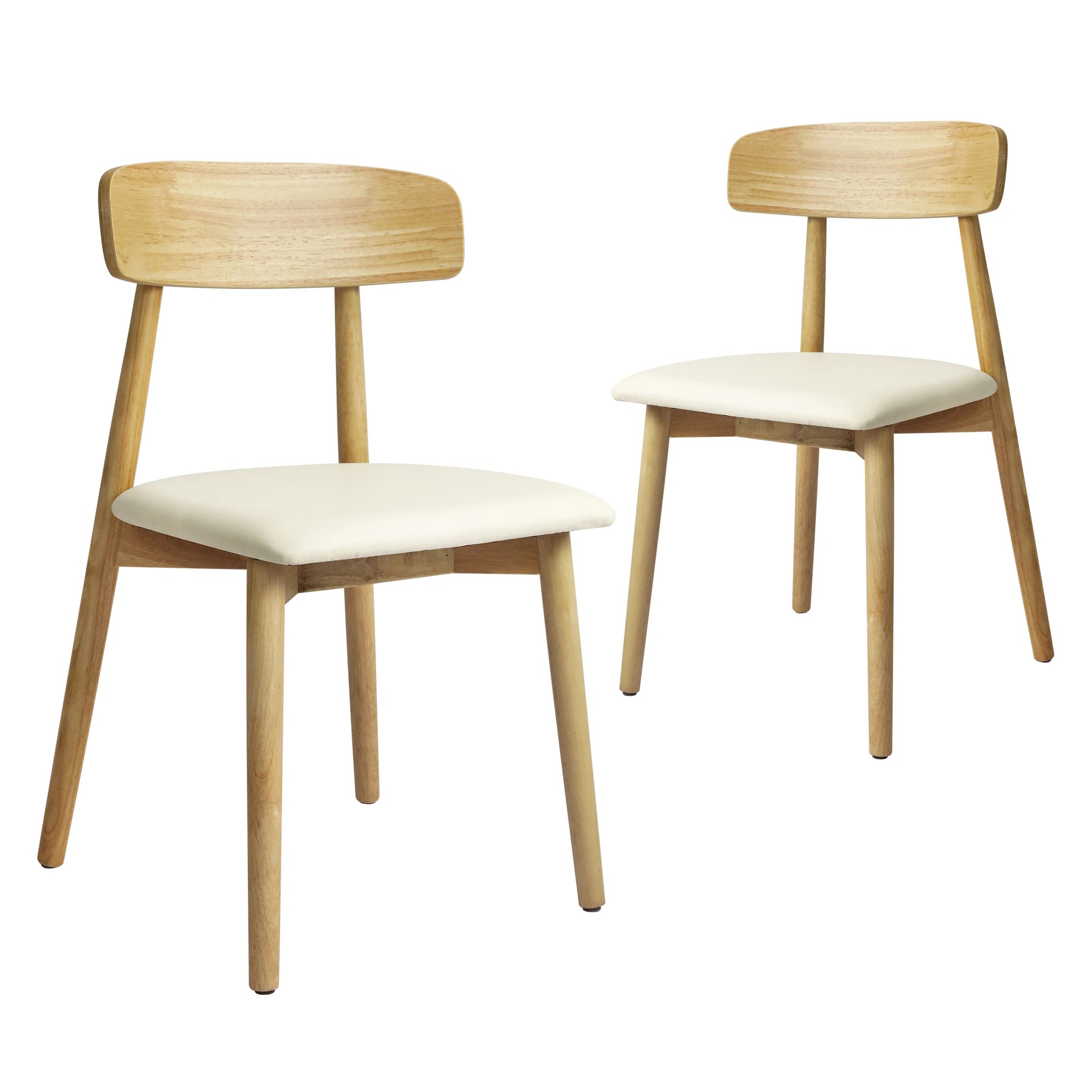 1 Levede Set Of 2 Rubberwood Dining Chairs With Pu Leather Seat, 1 of 2