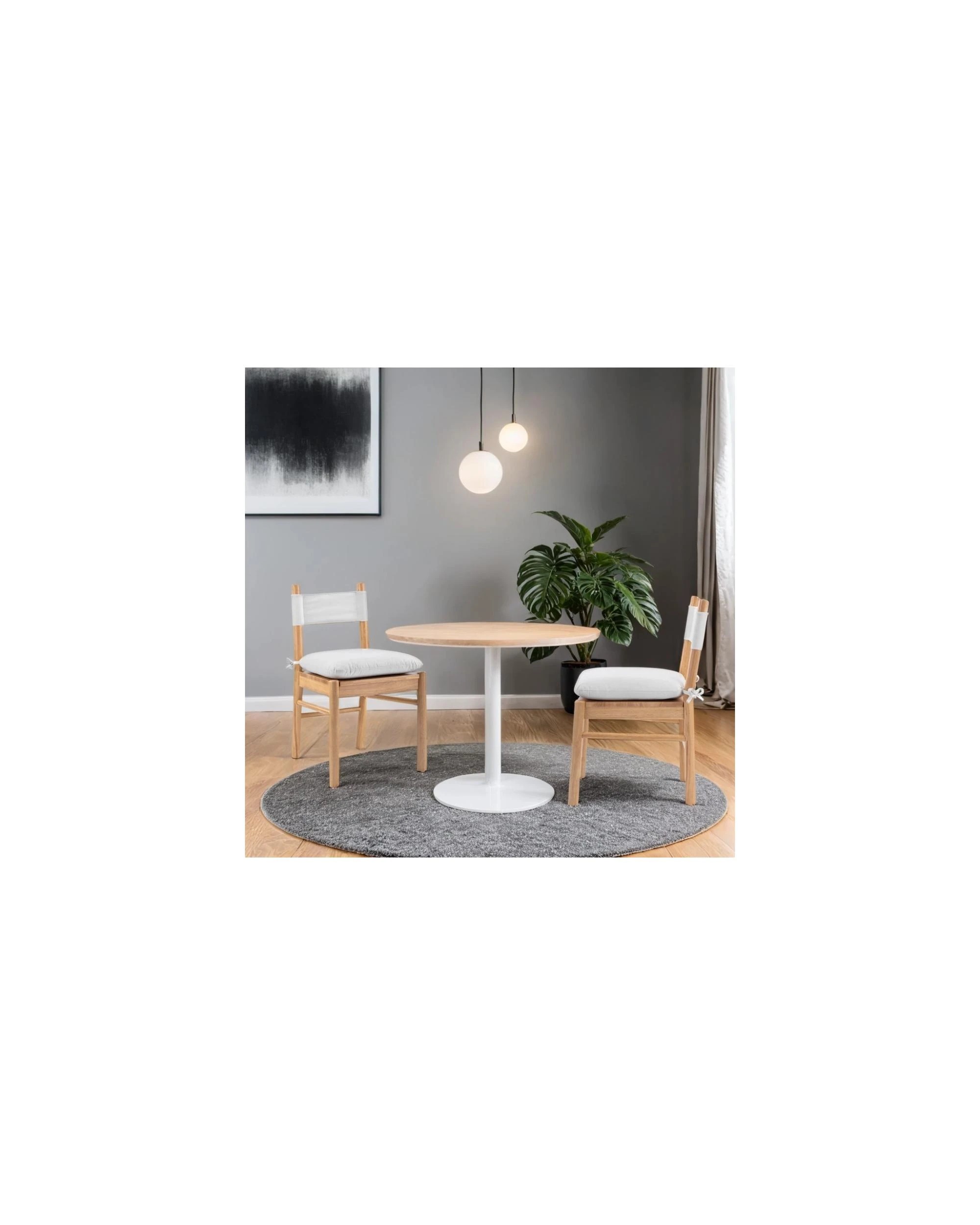 2 Kodu Dining Chairs with Cushion Rubberwood (set of 2) - Beige, 2 of 8