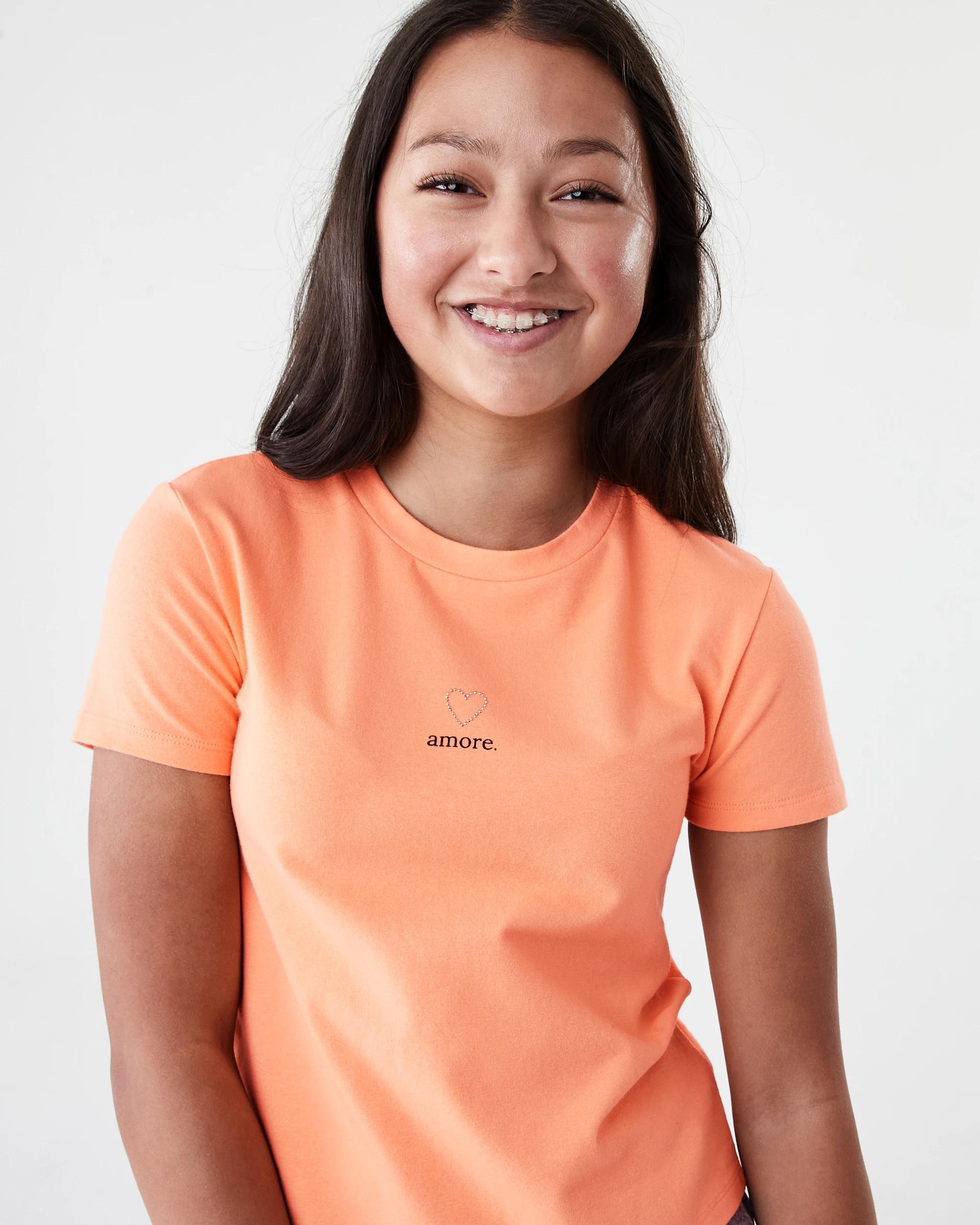 3 Short Sleeve Embellished Baby T-shirt Orng Heart, 3 of 7