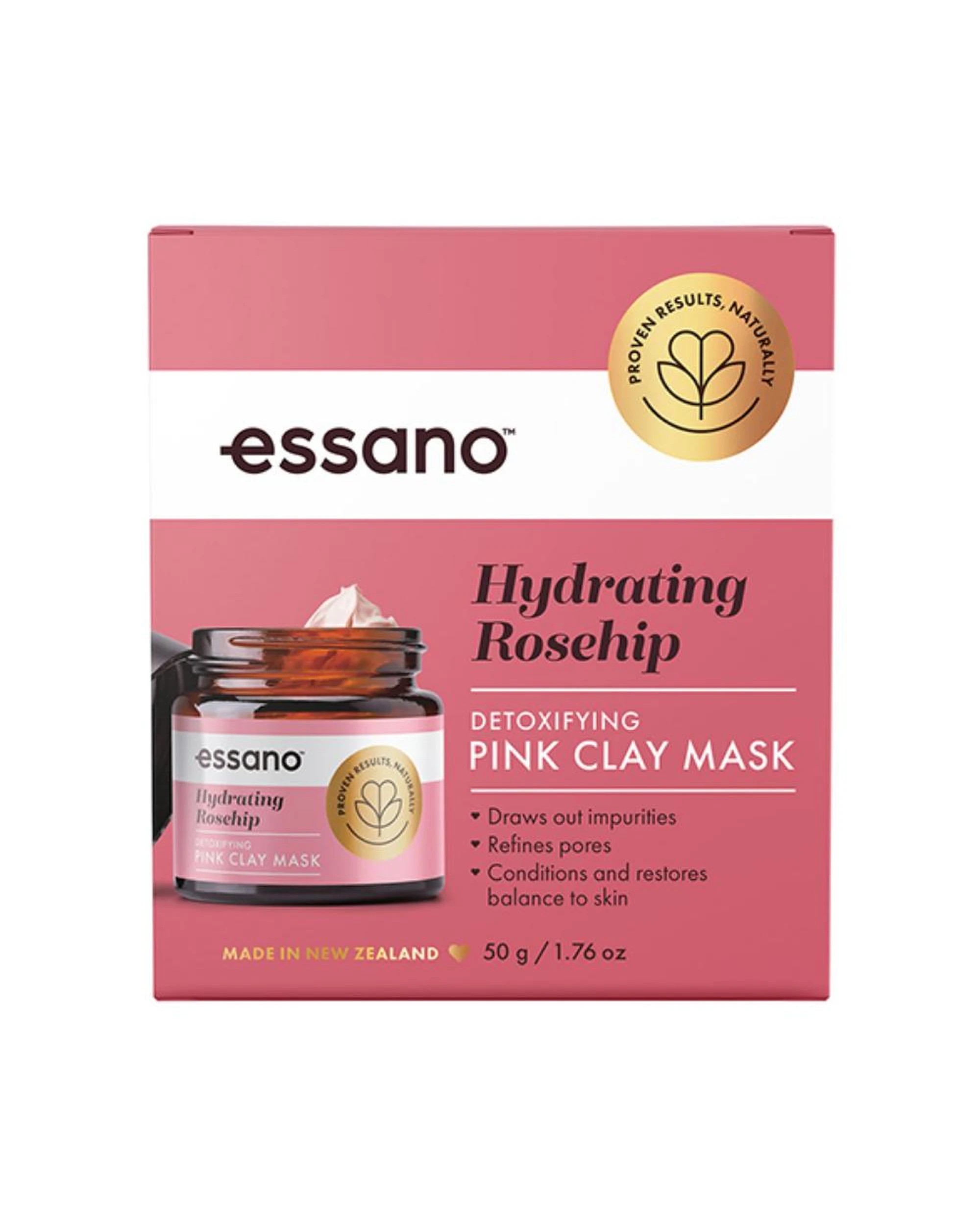 2 Essano Hydrating Rosehip Detoxifying Pink Clay Mask 50g, 2 of 2
