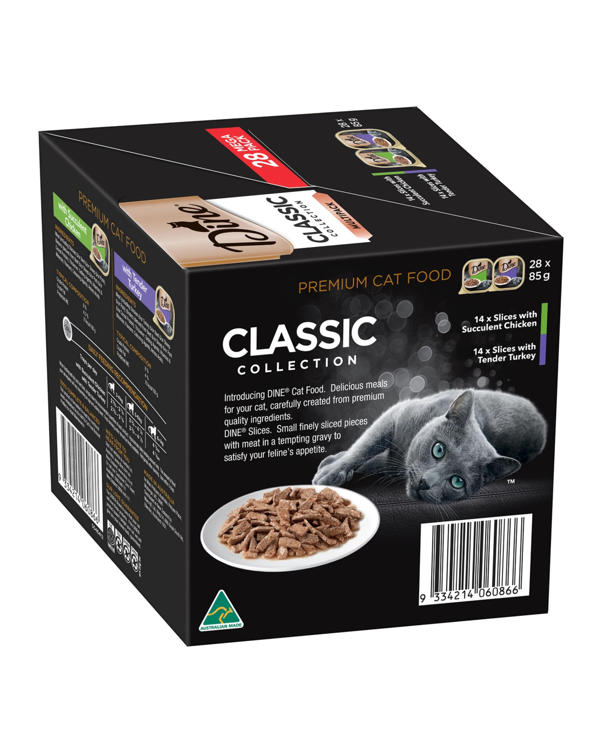 2 Dine Classic Collection Multipack Succulent Chicken Slices And Tender Turkey Trays Wet Cat Food 28 Pack, 2 of 2