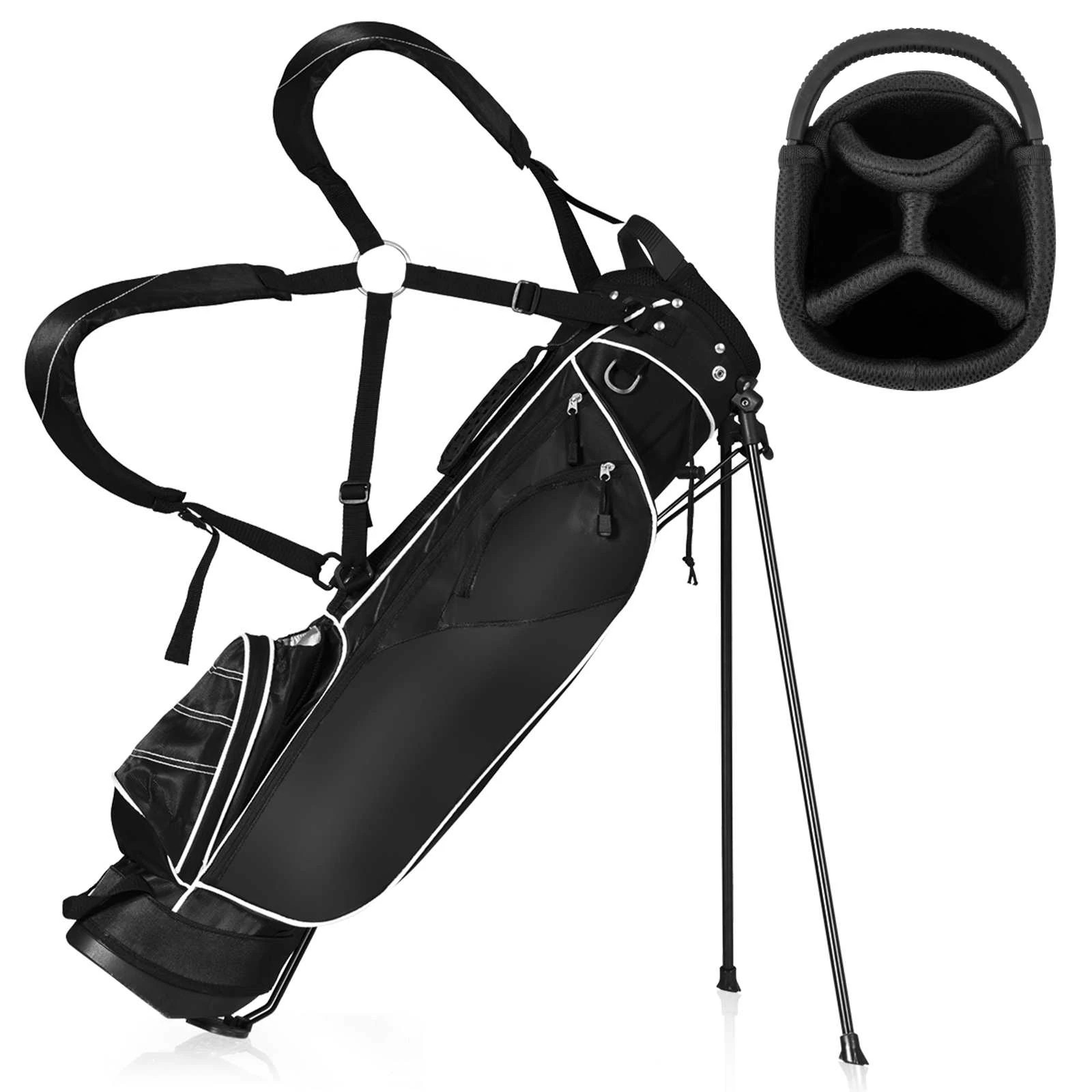 1 Costway Portable Golf Stand Cart Bag w/4 Way Dividers Double Shoulder Straps 4 Pockets, 1 of 1