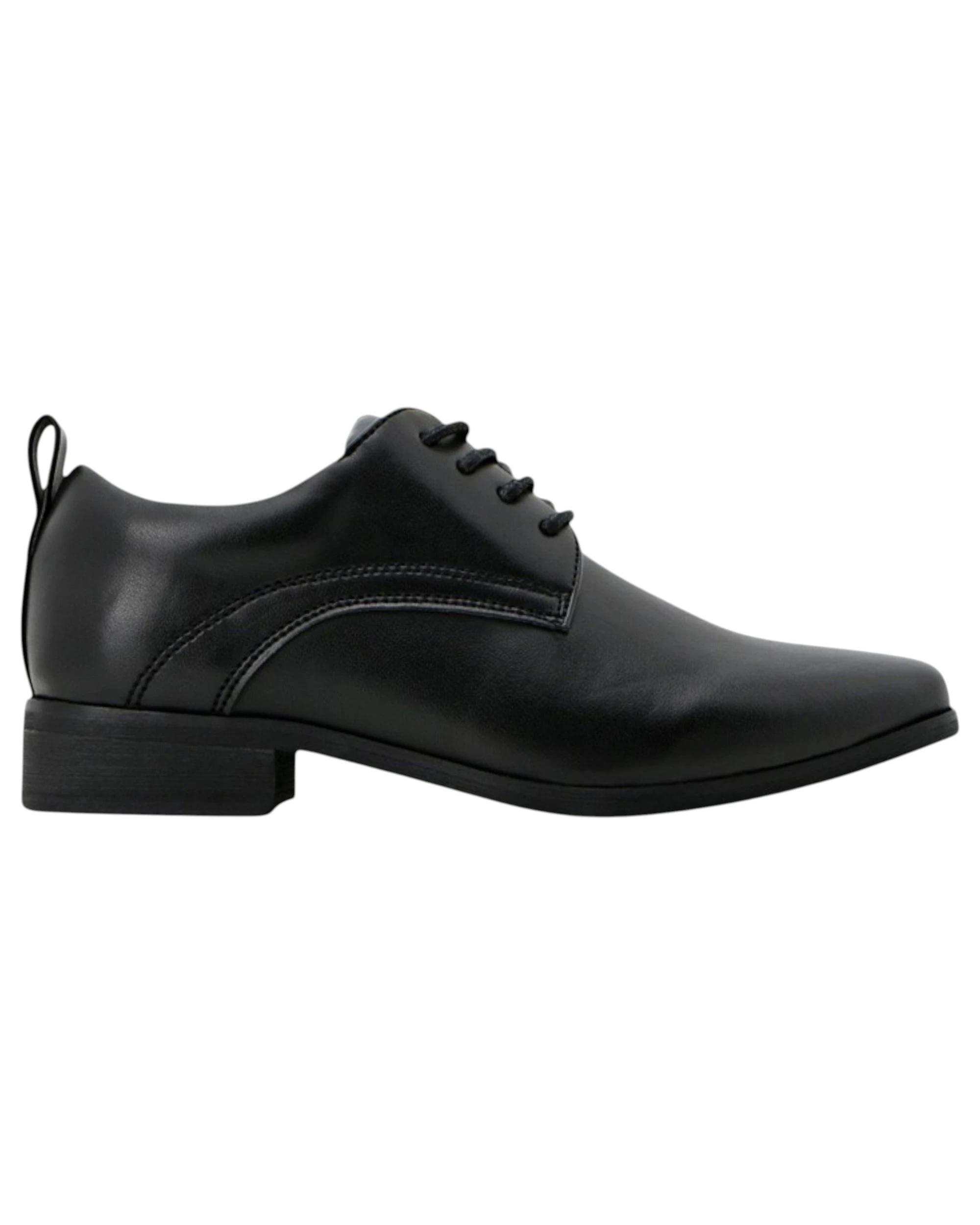 2 Grosby Kids Terrance Black Lace Up Formal School Shoes BLACK, 2 of 3