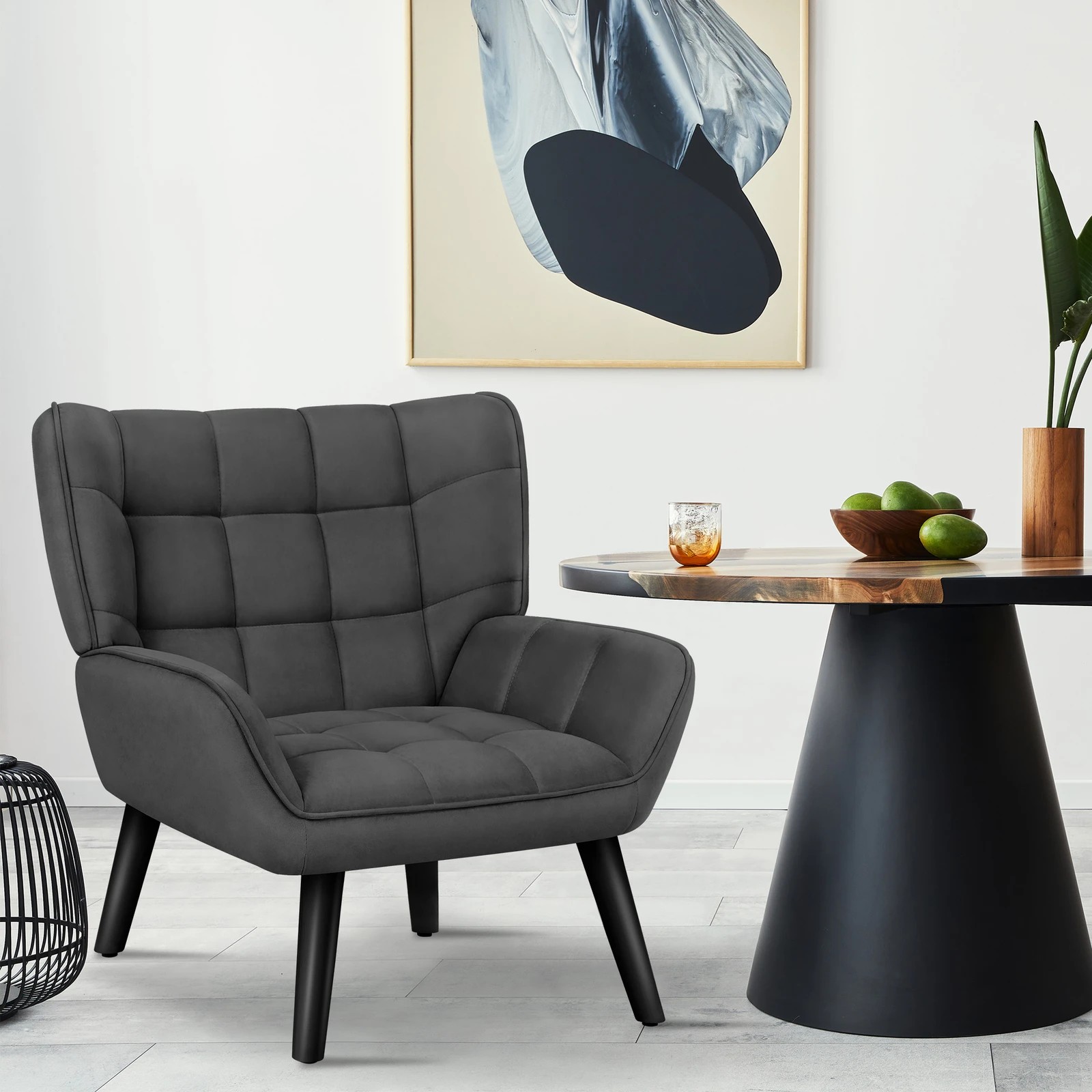 3 Alfordson Armchair Accent Chair Upholstered Lounge Sofa Tub Couch Velvet - Grey, 3 of 9