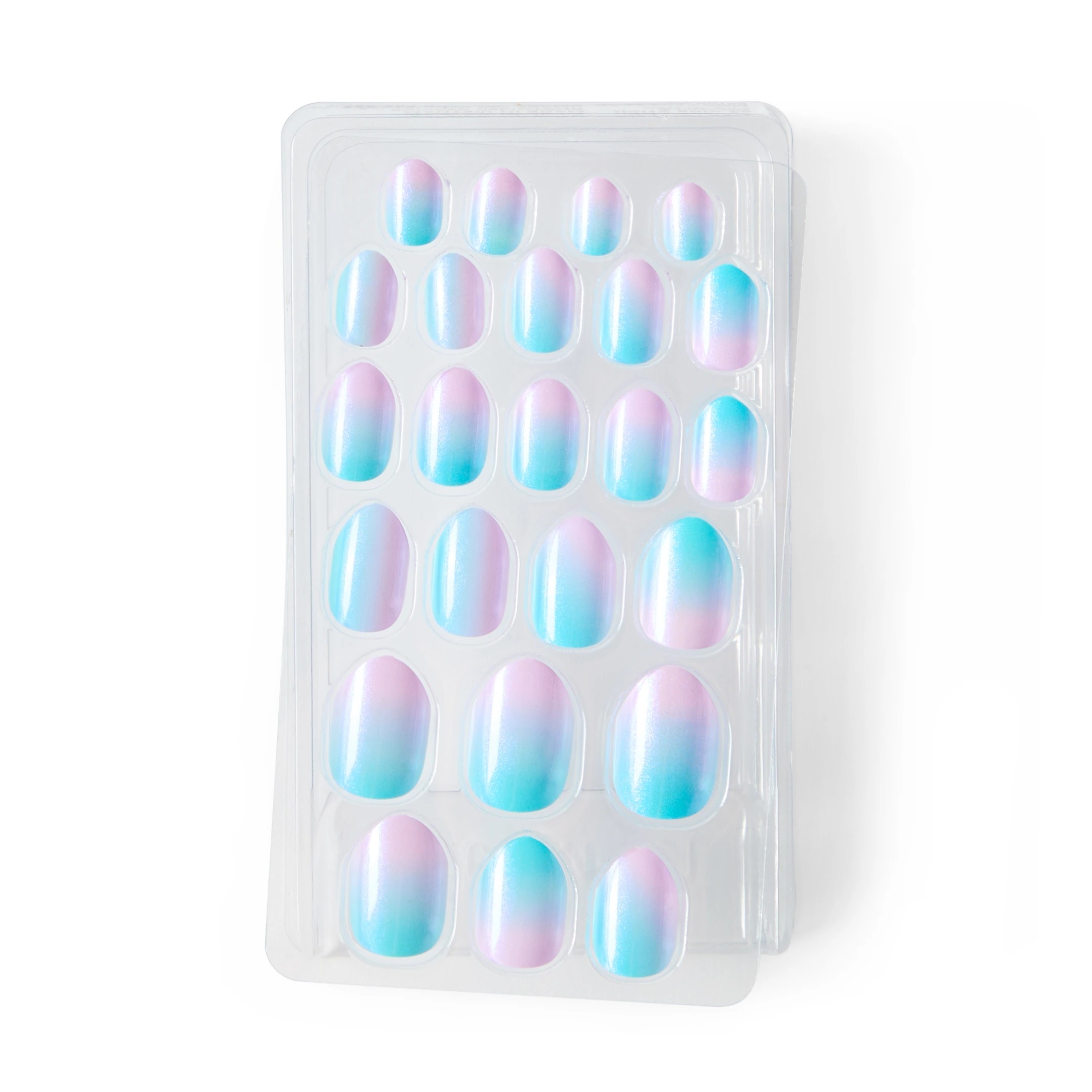 4 OXX Junior 24 Pack Kids Pre-Glued Stick-On Nails - Blue and Lilac Glazed Ombre, 4 of 4