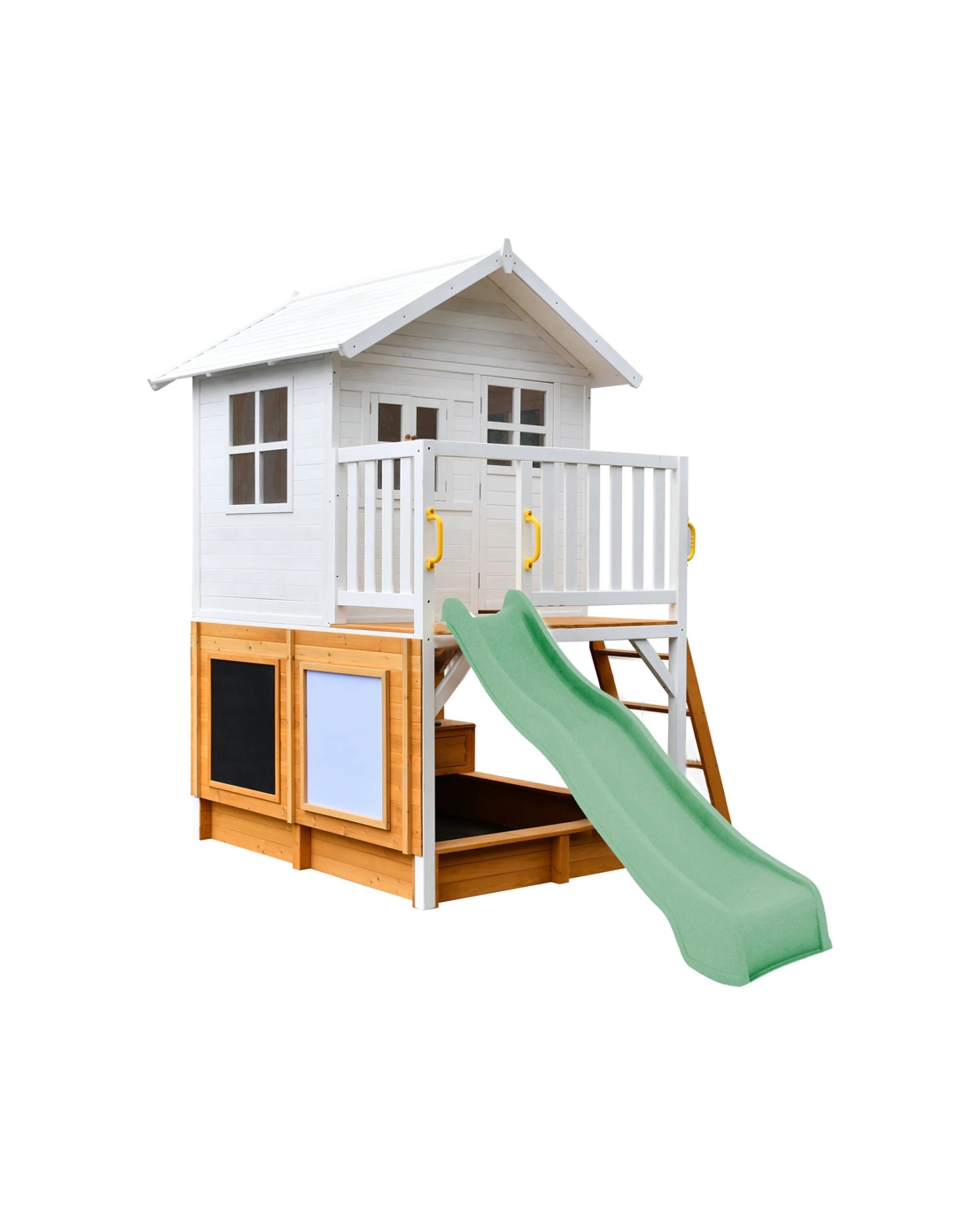 1 KIDZSHACK Inspiration Kids Cubby House With Kitchen Activity Wall Slide - Green, 1 of 3