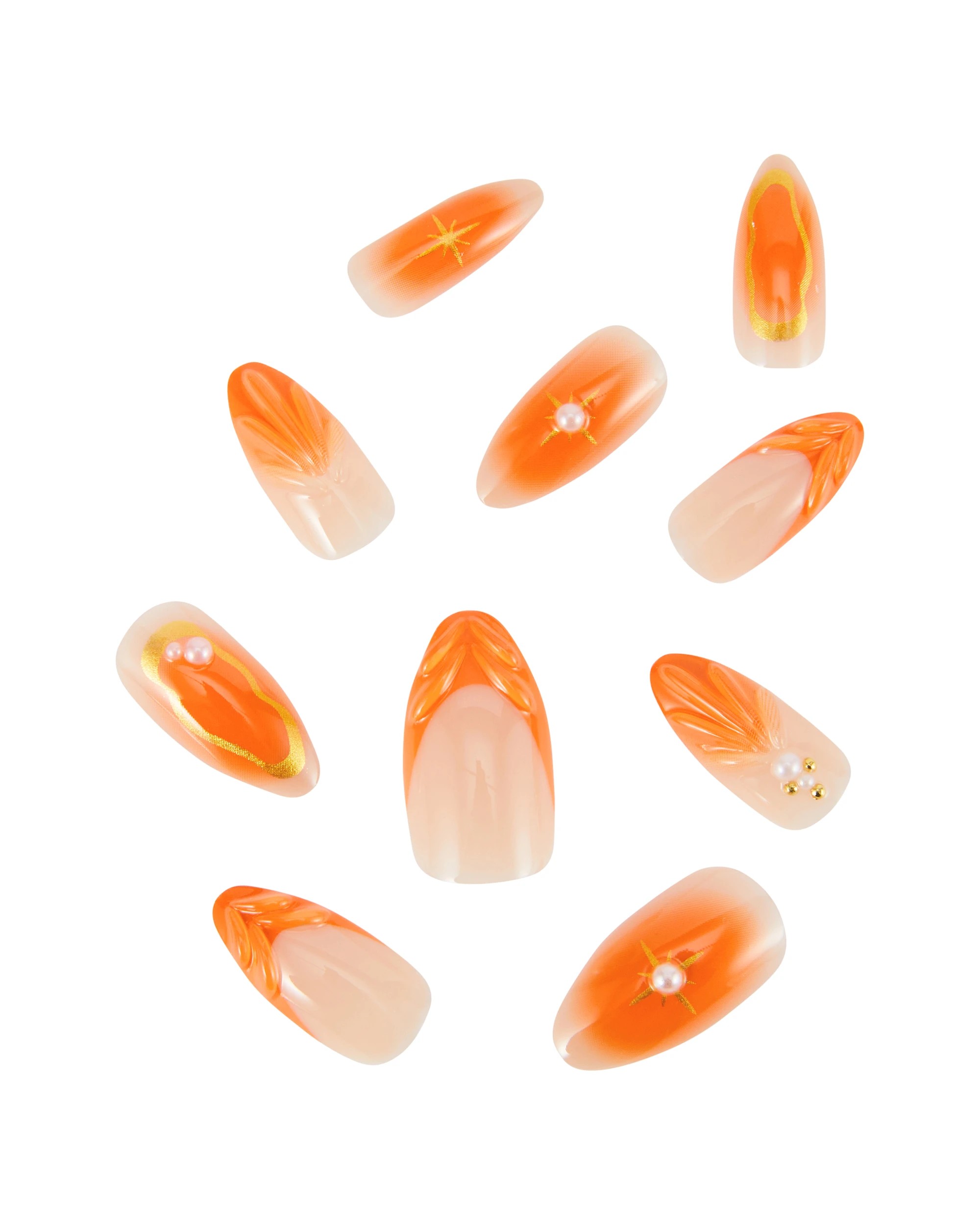 2 OXX Cosmetics 24 Pack Artificial Nails with Adhesive - Stiletto, Orange, 2 of 4