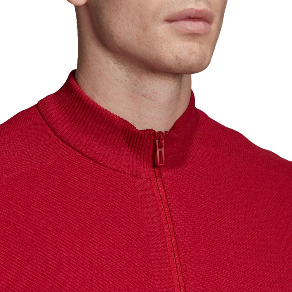 7 Adidas Mens Red/Blue Id Knit Track Comfy Casual Top Jumper RED/BLUE, 7 of 9