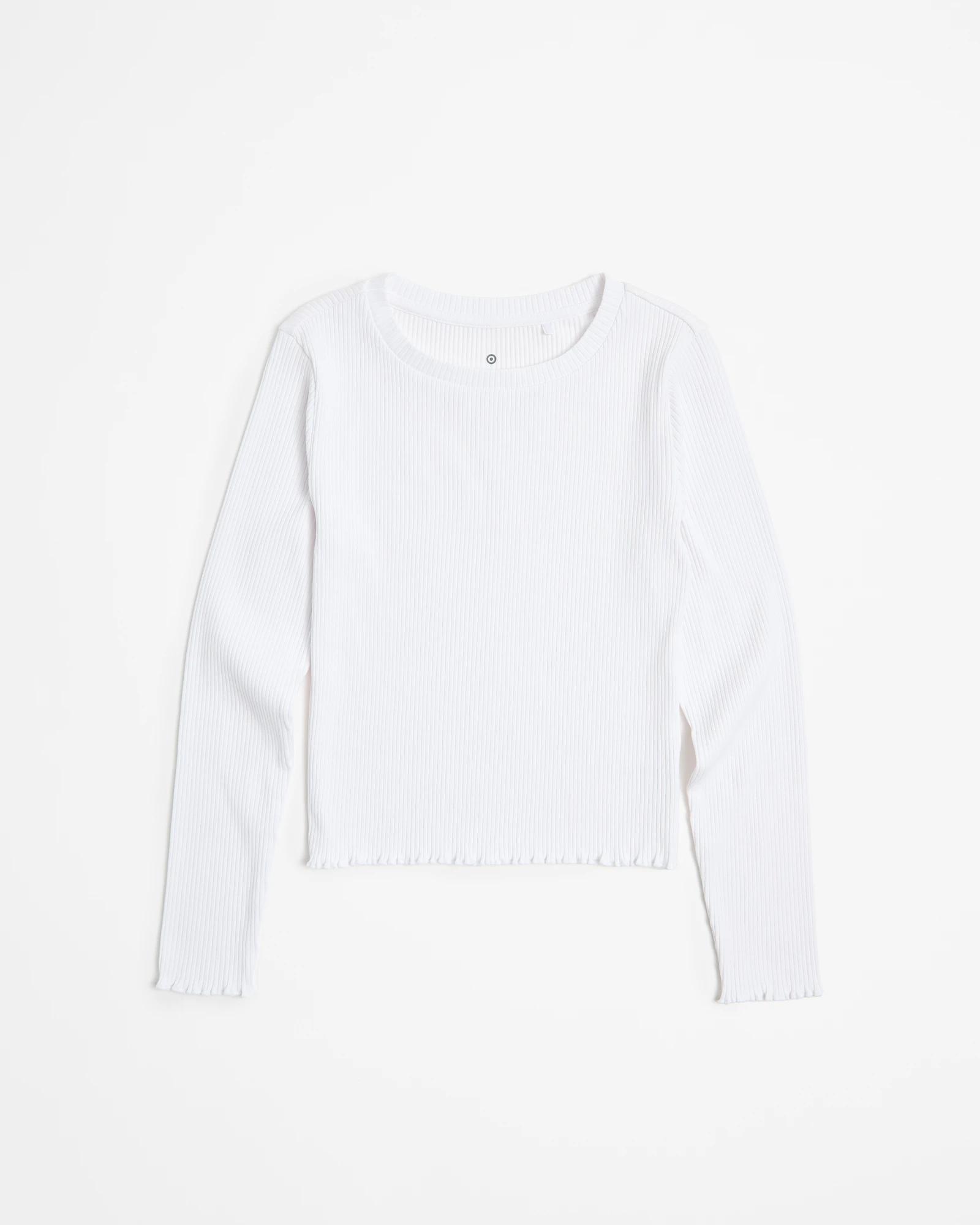 4 Target Australian Cotton Blend Long Sleeve Rib Top WHITE, 4 of 5