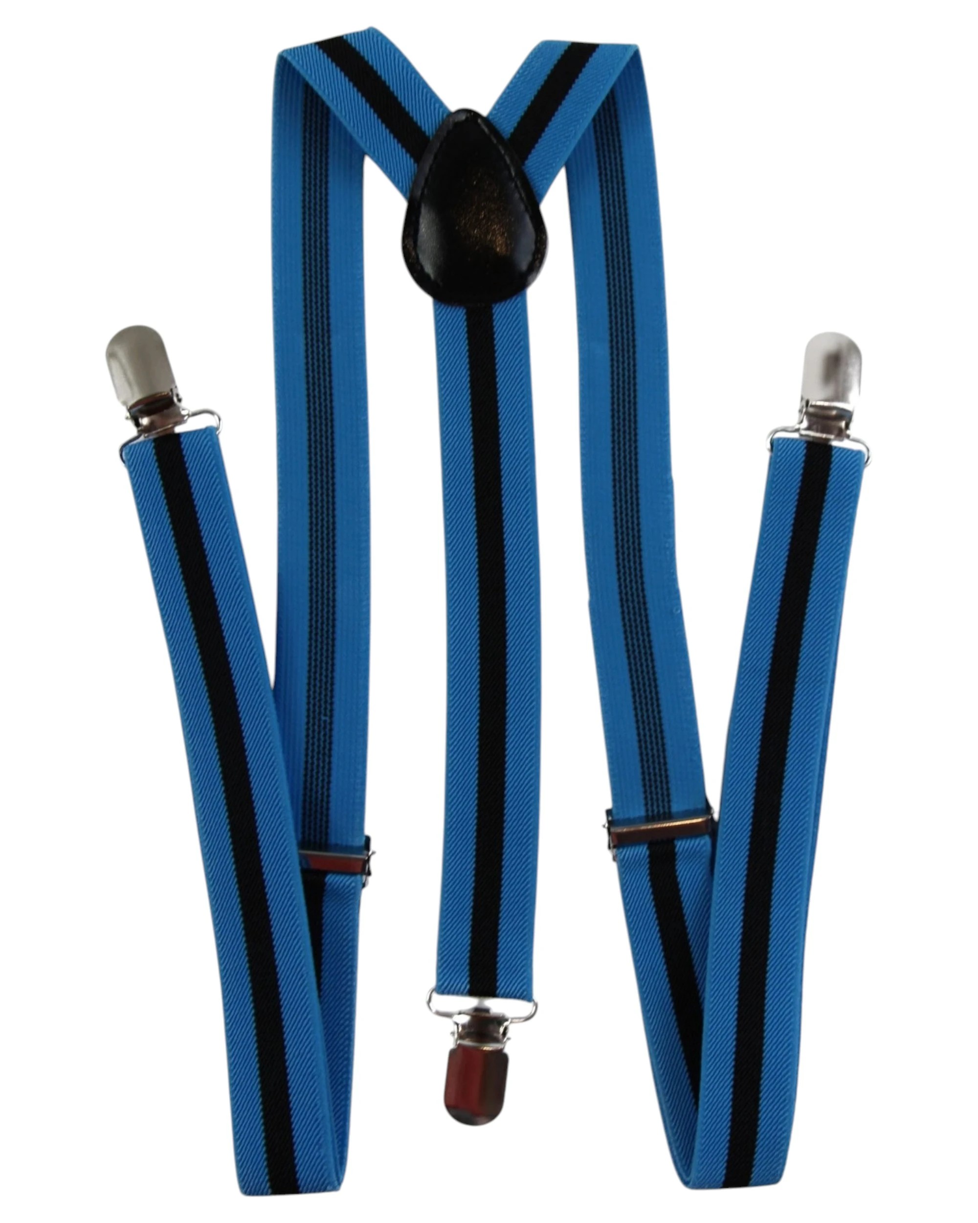 1 Zasel Mens Adjustable Light Blue & Black Striped Patterned Suspenders - Multi, 1 of 5