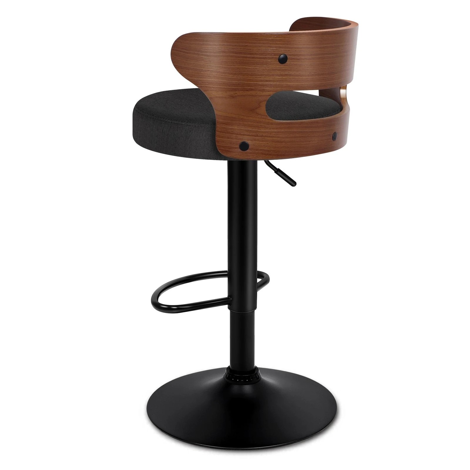 6 Alfordson 4x Bar Stool Kitchen Swivel Chair Wooden Linen Fabric Ramiro - Black, 6 of 10