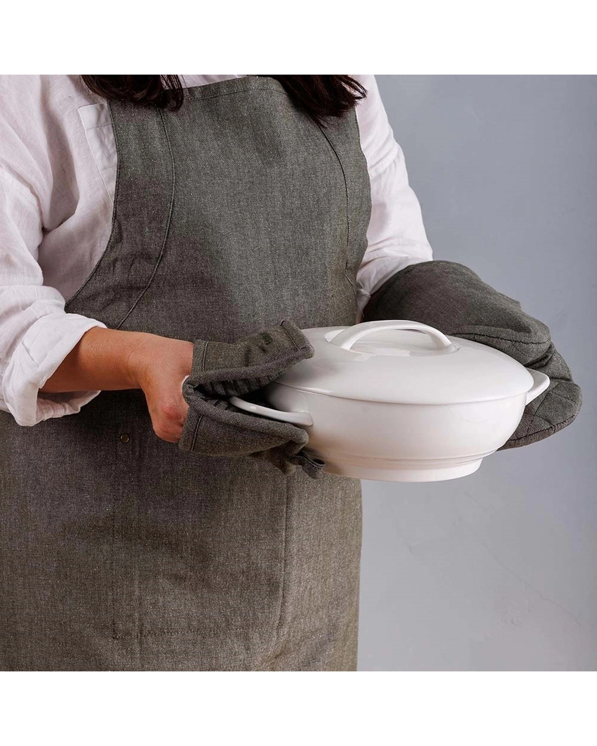 2 Ecology Rye Adjustable Cotton Kitchen Cooking Apron 70x90cm Khaki - Green, 2 of 3