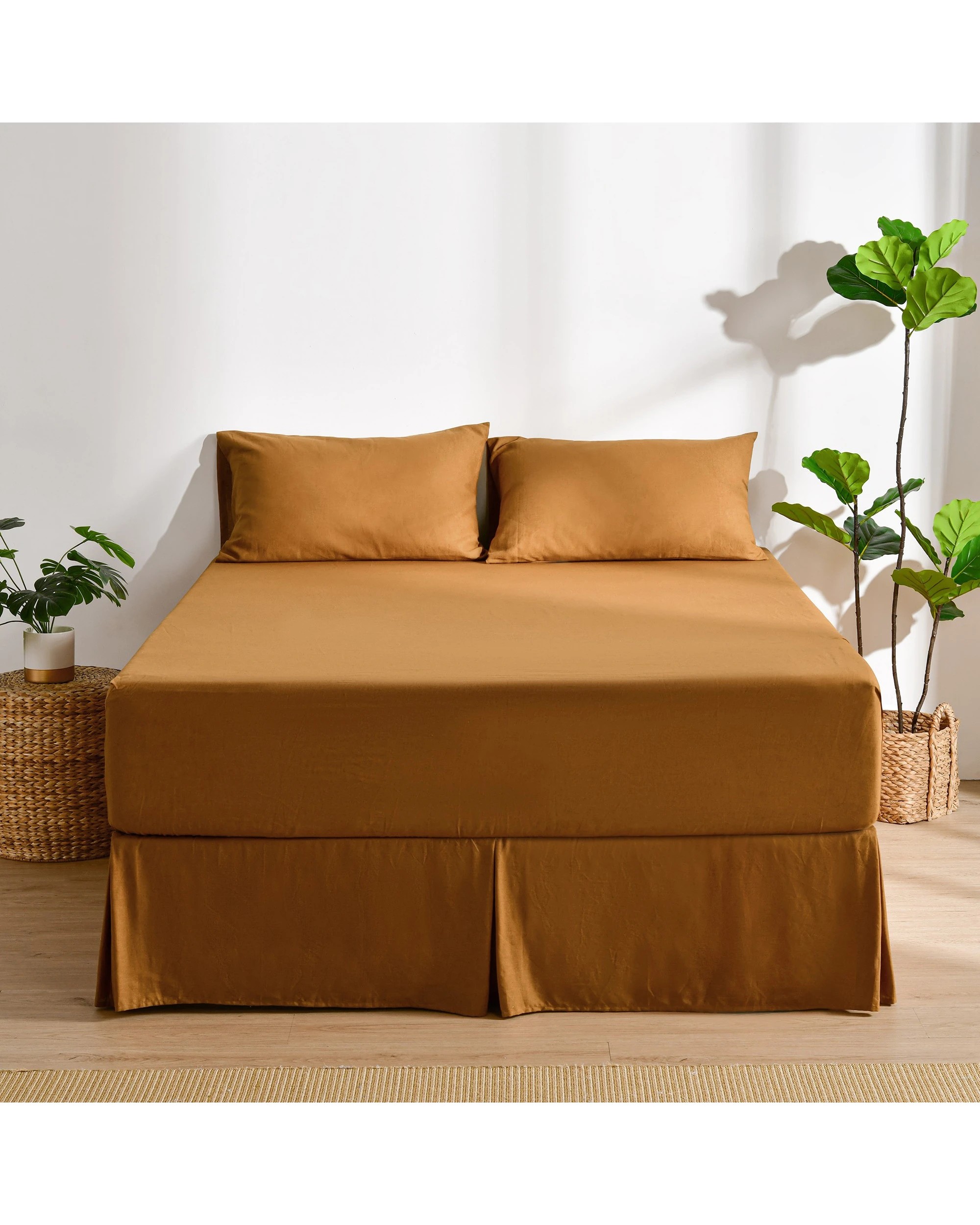 2 Dreamaker Linen Cotton Valance - Single Bed - Rust, 2 of 7