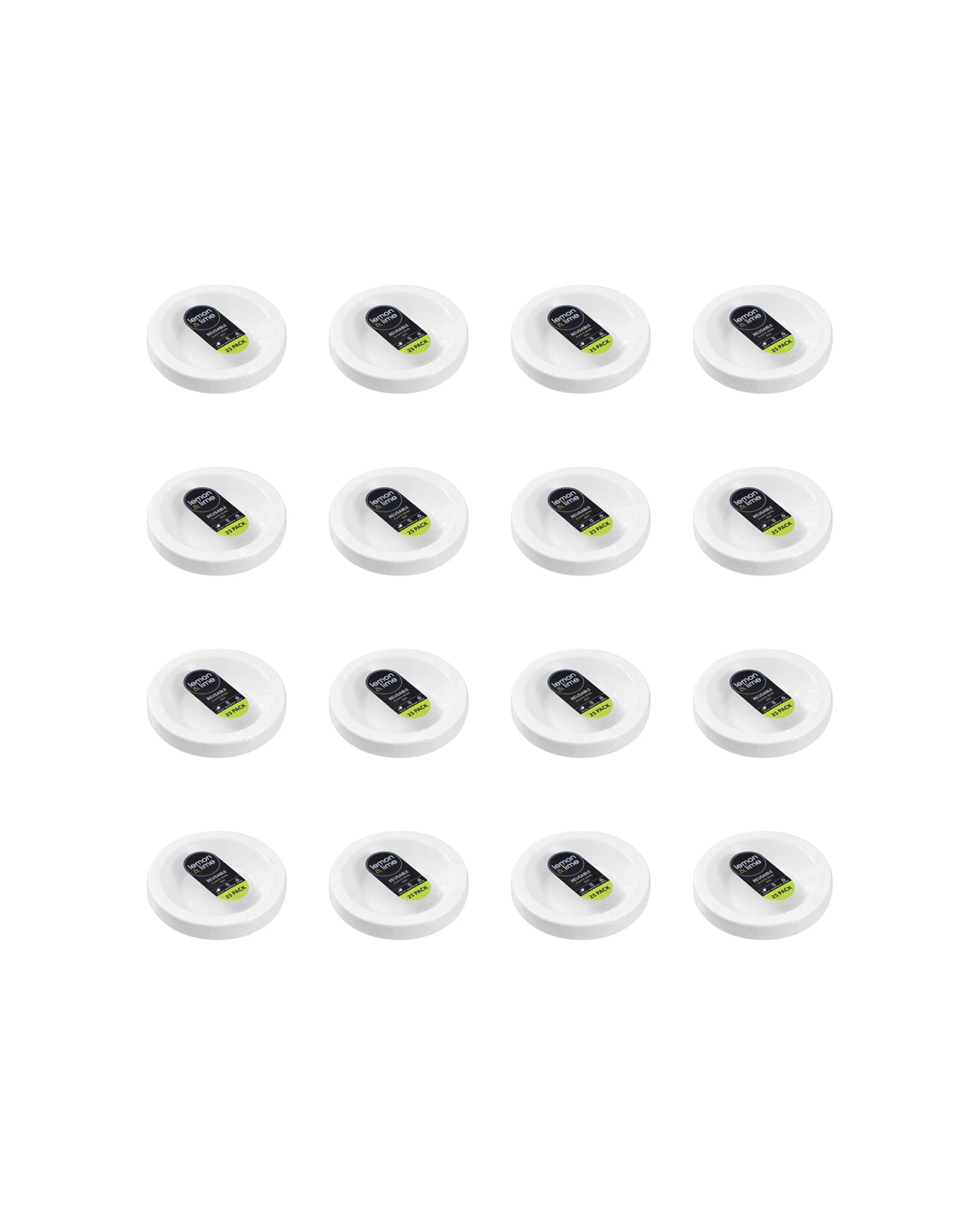 1 Lemon & Lime 400pc Reusable Plastic Bowl Round 18cm Food Safe Dishwasher - White, 1 of 6