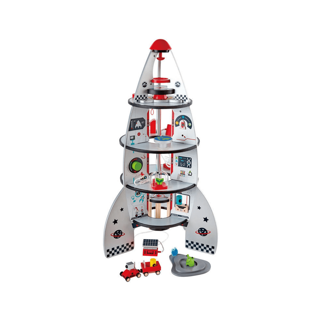6 Hape 20pc Four Stage Rocket Ship Wooden Toy 74cm Kids Toddler 3y+. - White, 6 of 9