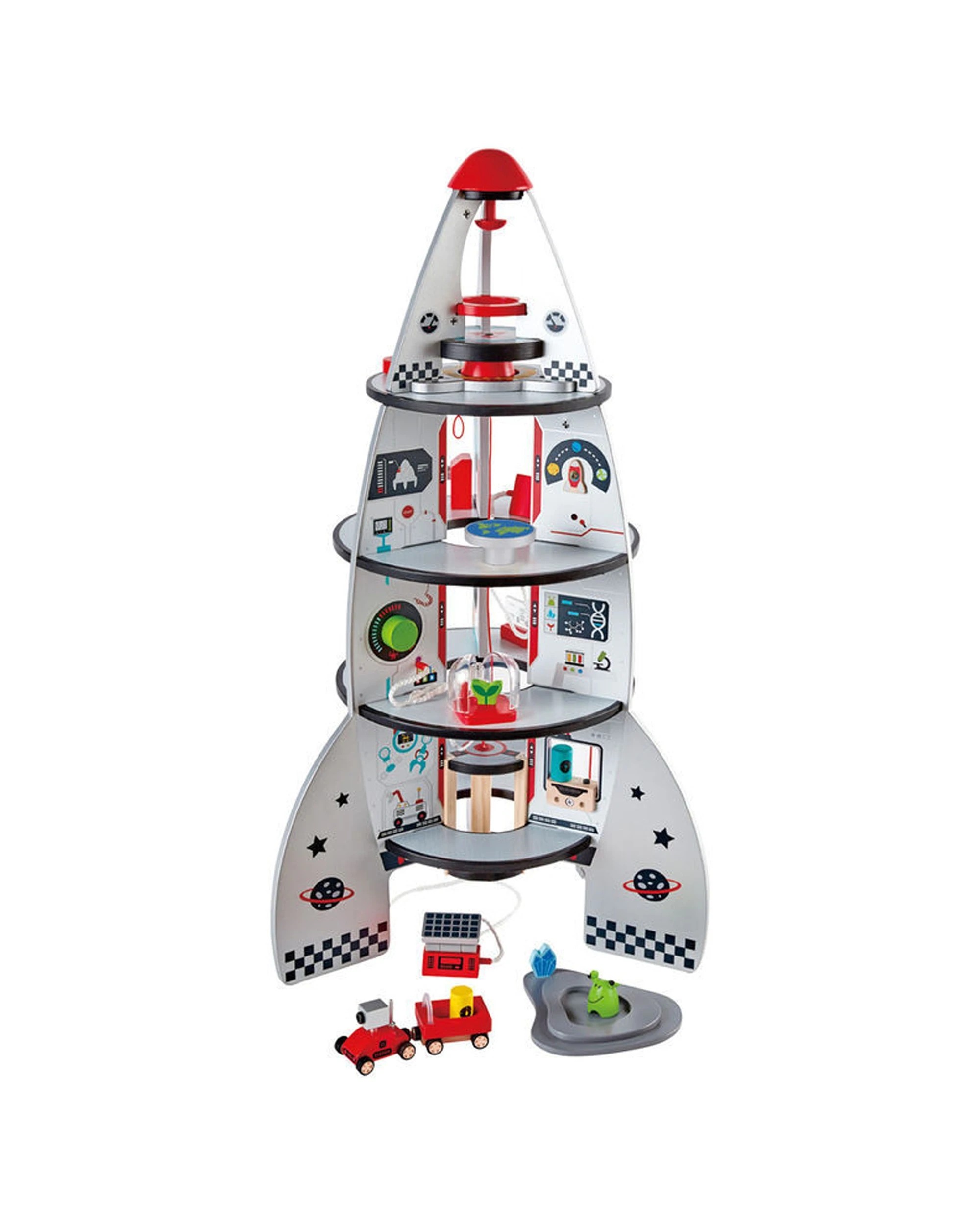 6 Hape 20pc Four Stage Rocket Ship Wooden Toy 74cm Kids Toddler 3y+. - White, 6 of 9