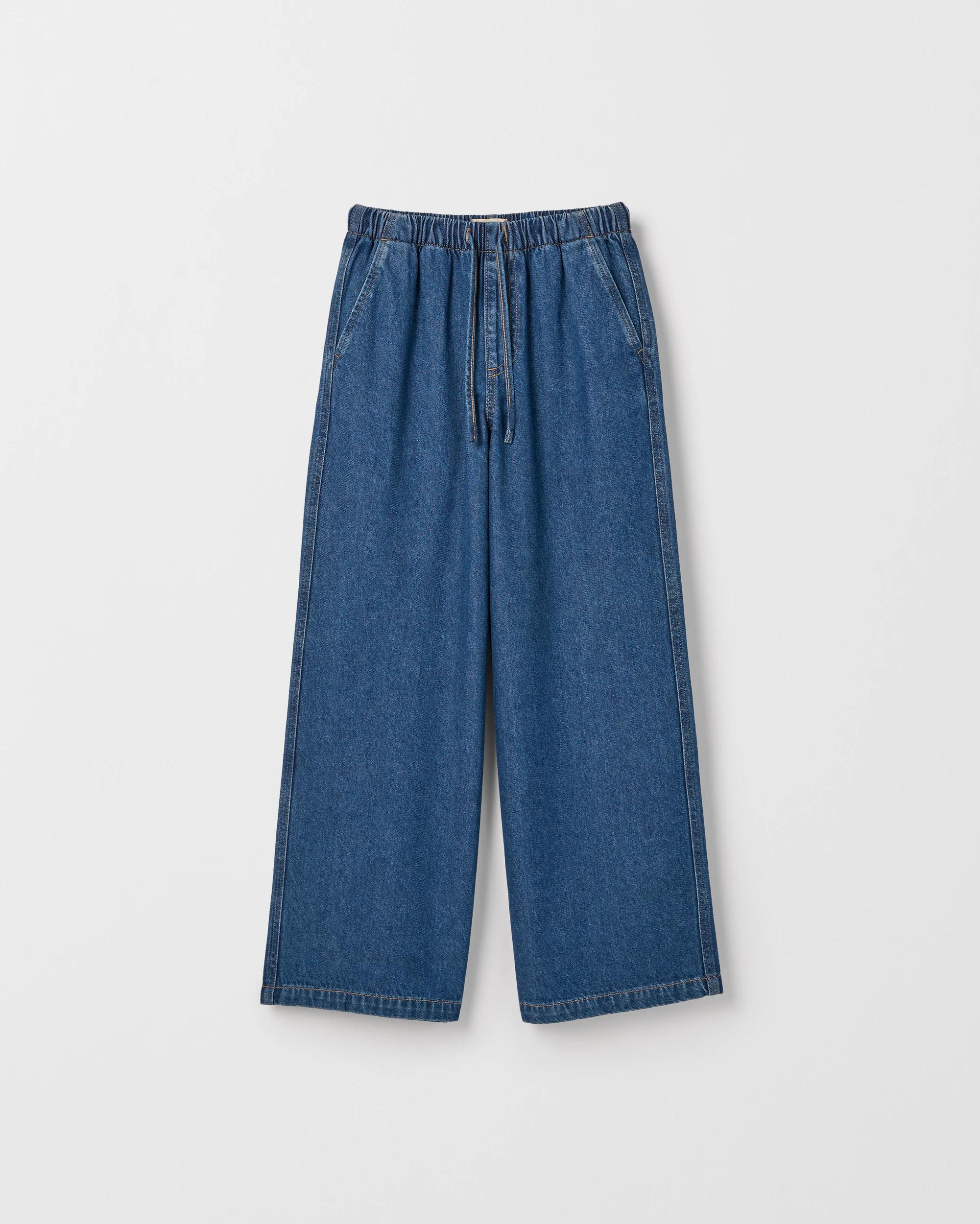 1 Target Kids Pull On Wide Leg Denim Jeans MID WASH, 1 of 2