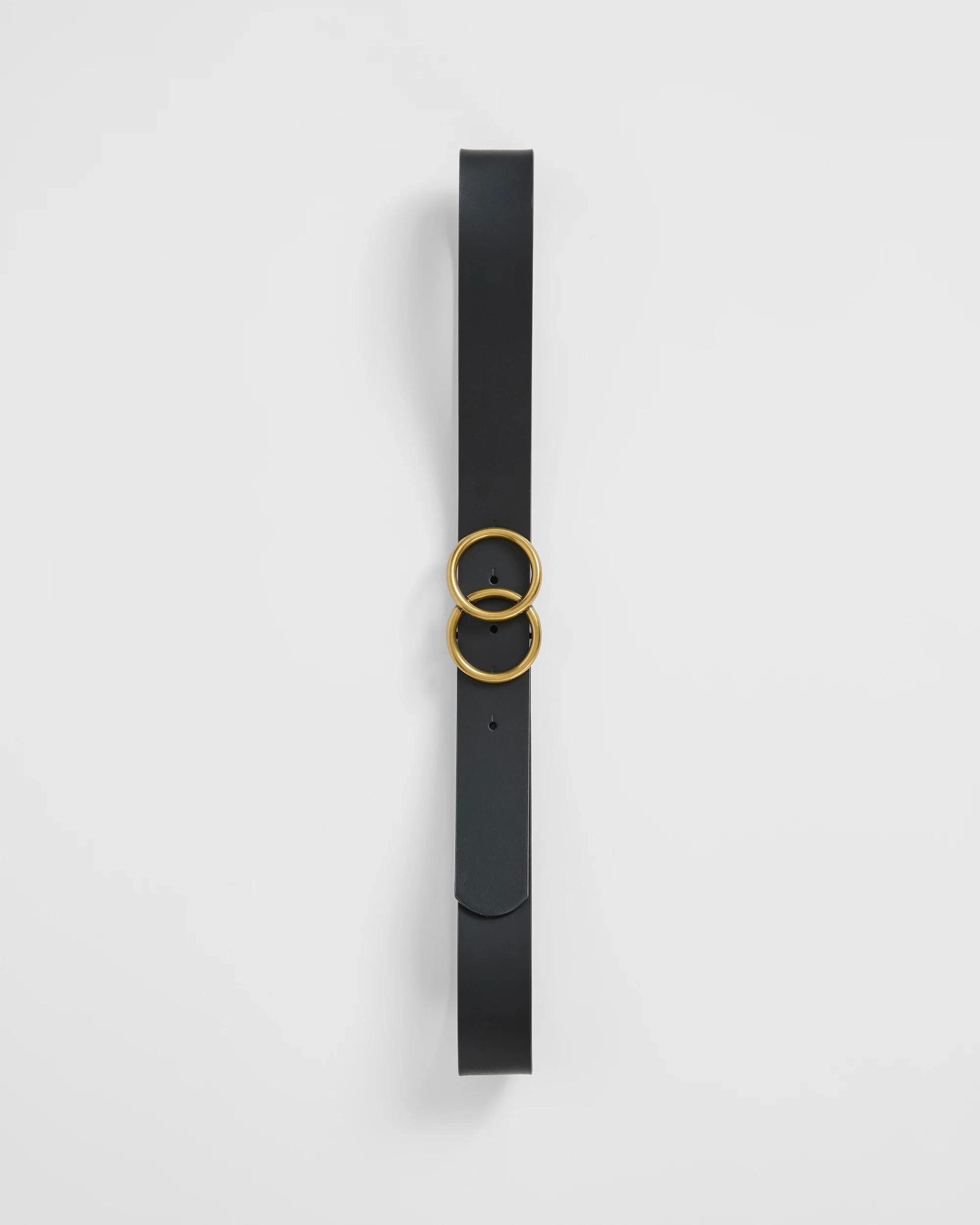 2 Target Woman Genuine Leather Double Circle Belt BLACK, 2 of 3