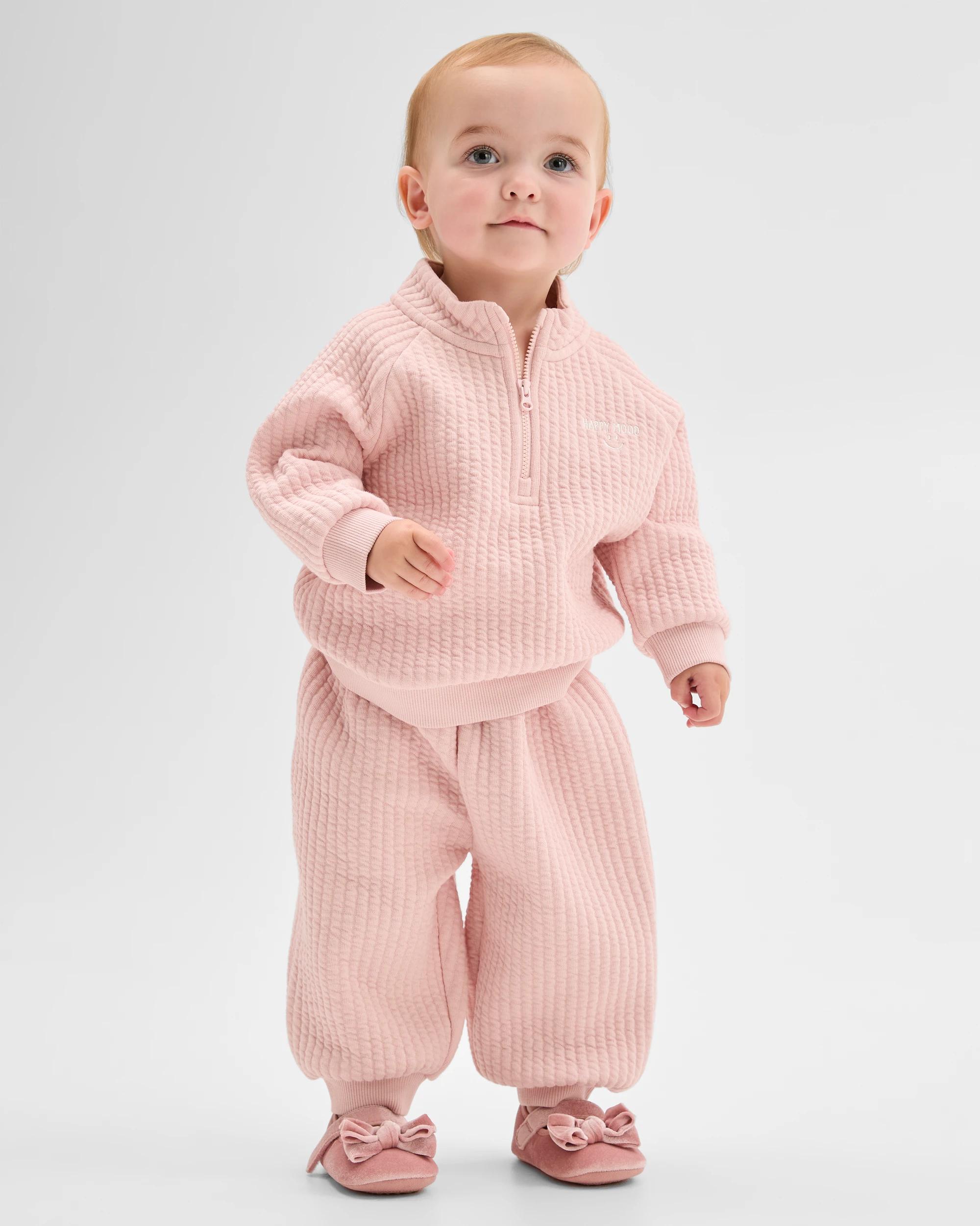 1 Target Baby Baby Organic Cotton Quilted Quarter Zip Pullover Jumper LOTUS, 1 of 5