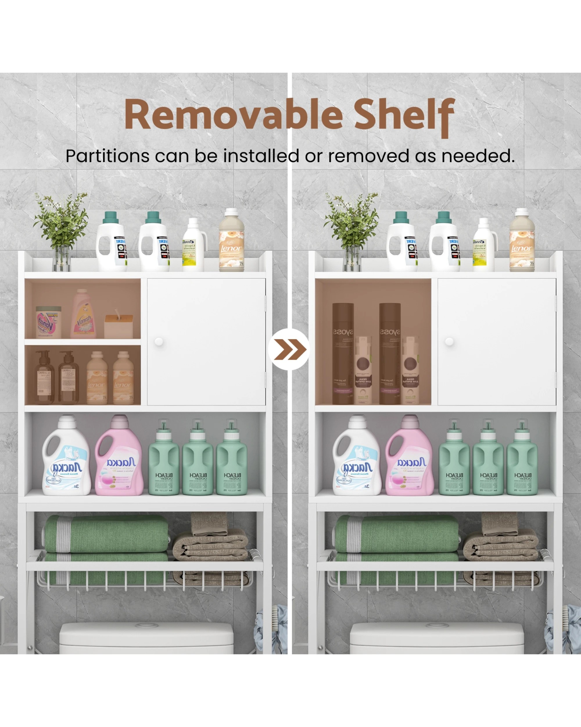 6 Advwin Over Toilet Storage Cabinet Bathroom Organizer Shelf, 6 of 10