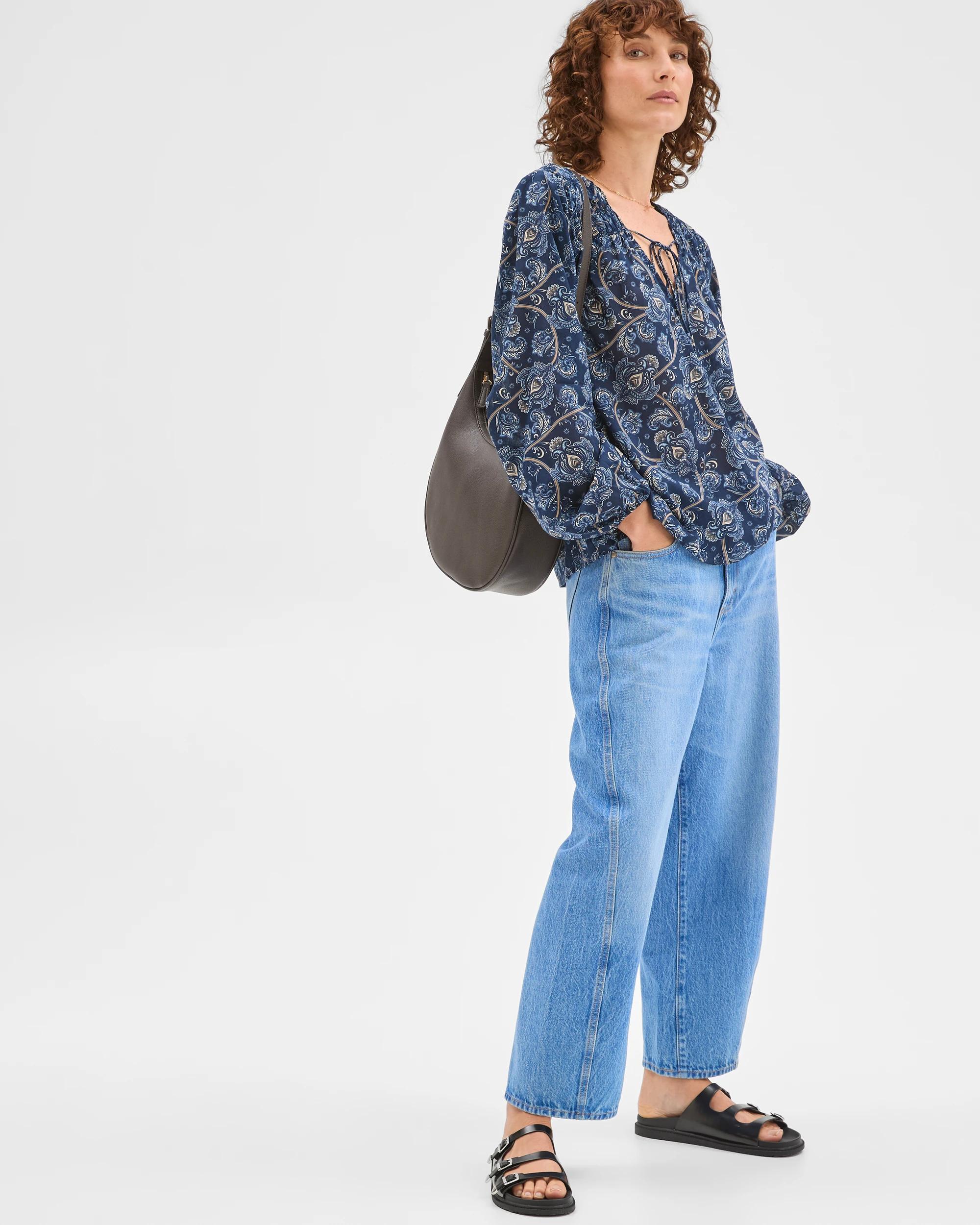 3 Target Woman Australian Cotton Long Sleeve Print Gather Detail Blouse PAISLEY, 3 of 7