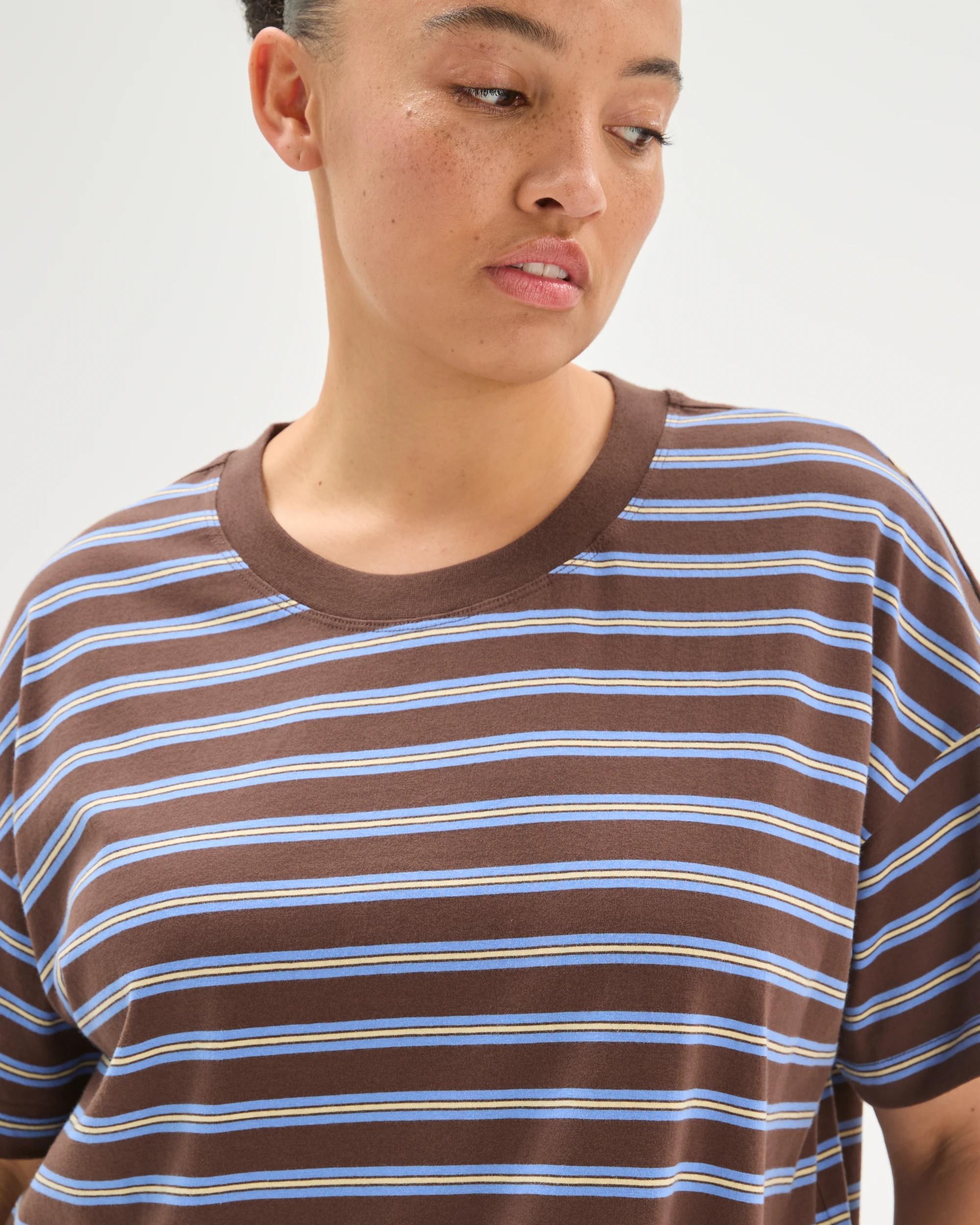 4 Target Curve Plus Size Australian Cotton Split Hem T-Shirt BRUNETTE BLUE STRIPE, 4 of 7