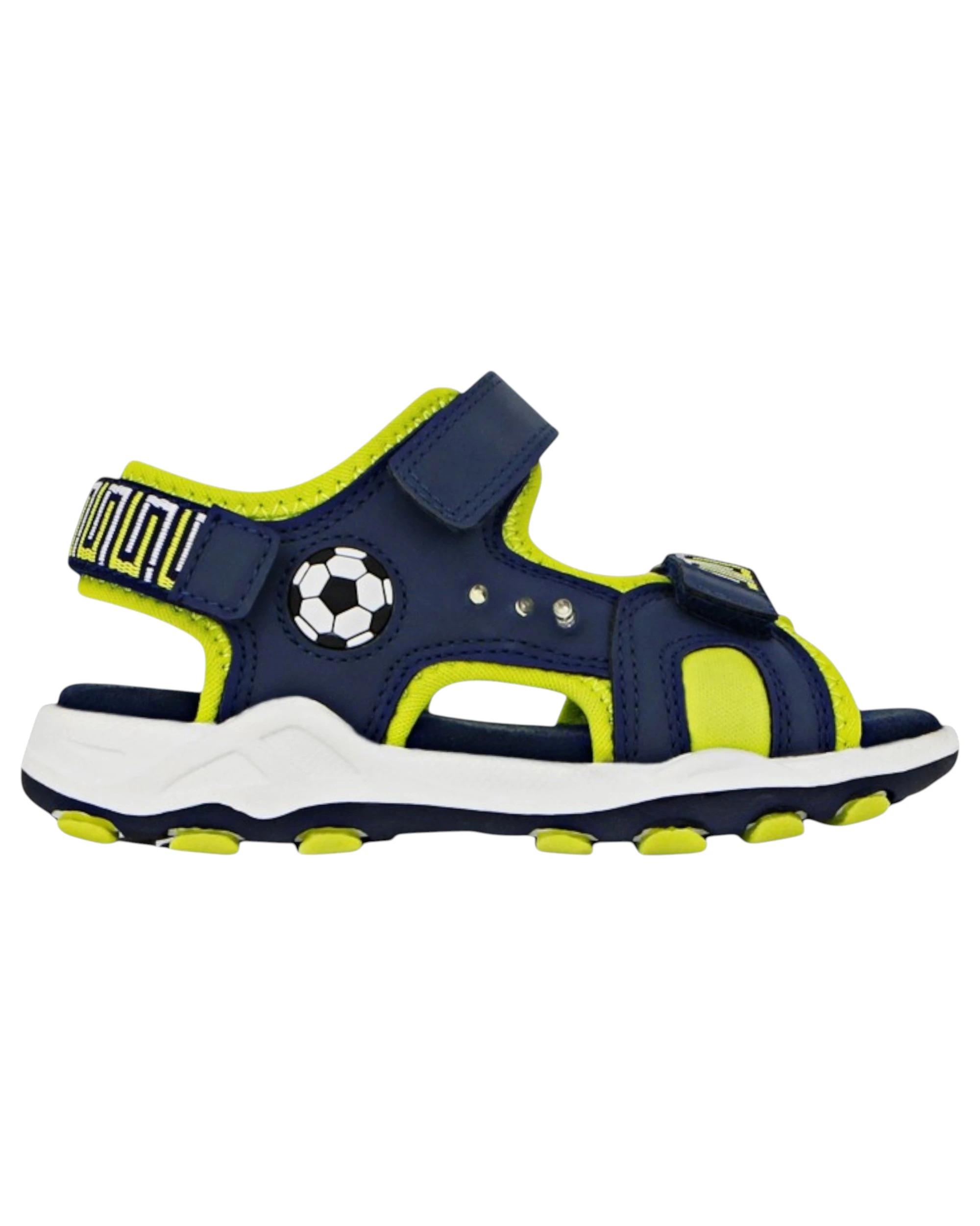2 Lightning Bolt Kids Boys Dax Strap Sandals NAVY/LIME, 2 of 3