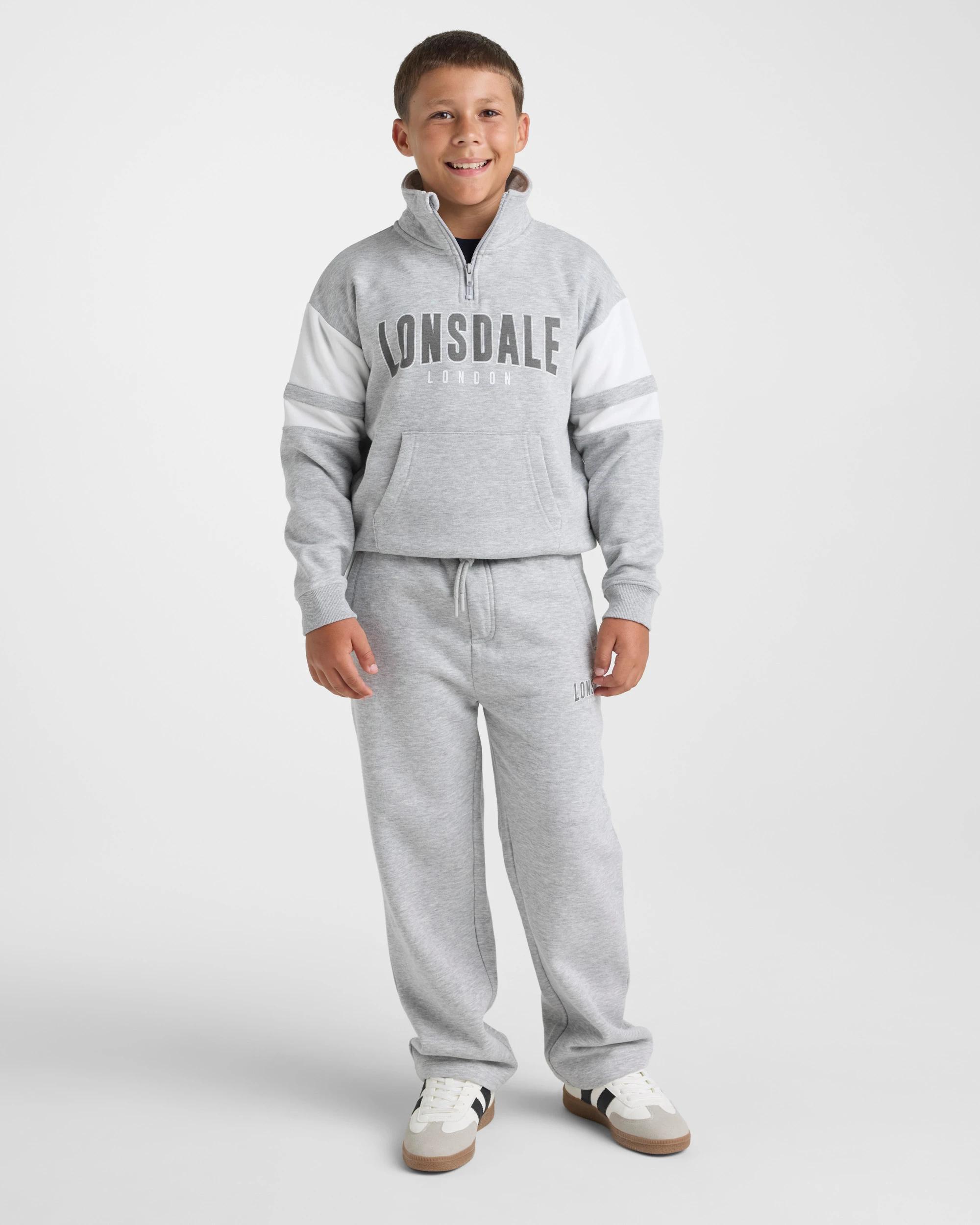 5 Lonsdale London Quarter Zip Jumper GREY MARLE, 5 of 5