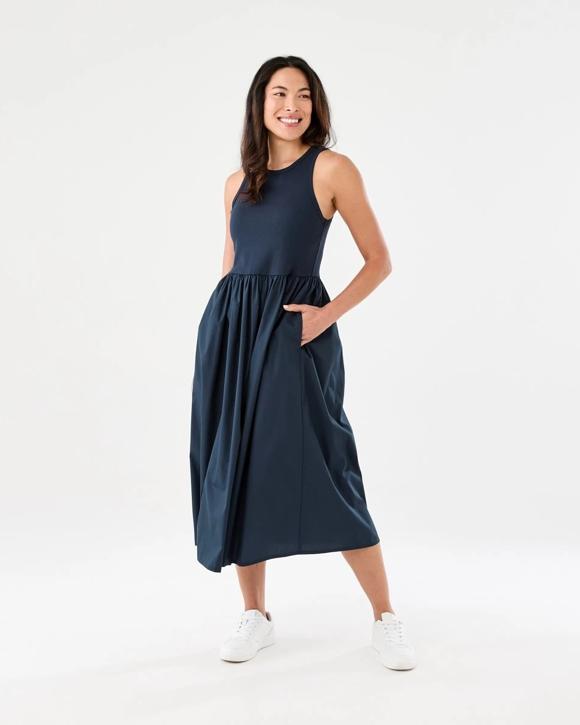 Sleeveless Racer Knit Woven Midi Dress - Kmart