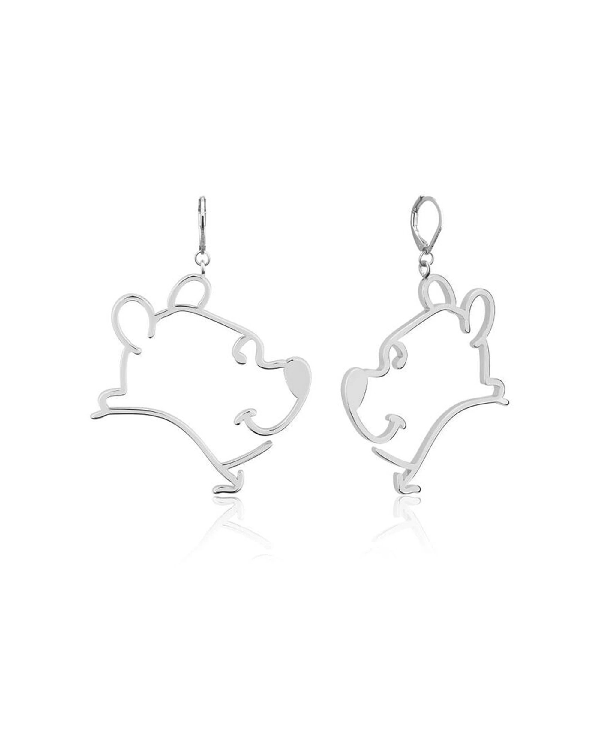 1 Couture Kingdom Disney Winnie The Pooh Outline Drop Earrings 60mm - Silver, 1 of 3