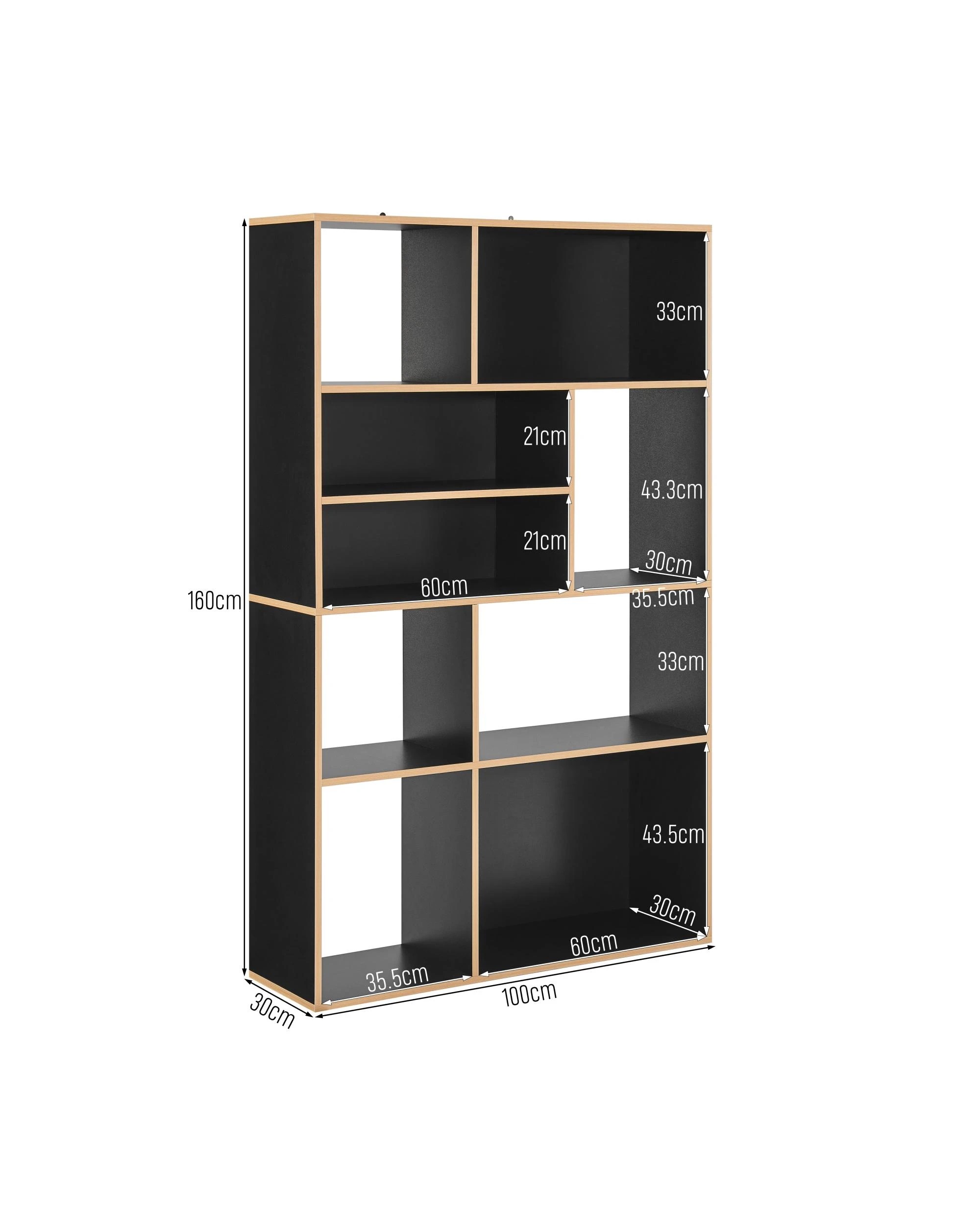 9 Kodu Bookcase Display Unit with Open Shelving 100W x 160H - Black, 9 of 9