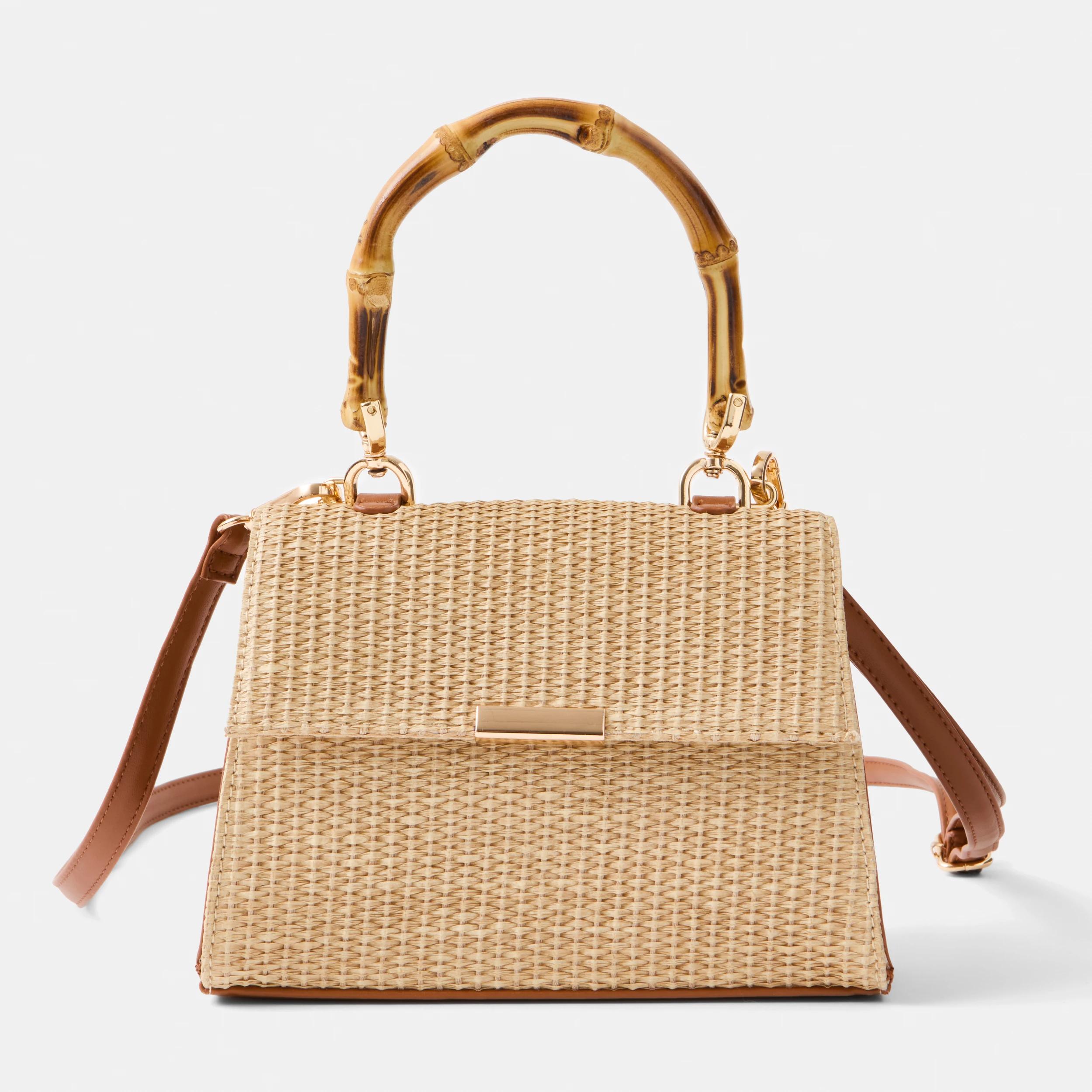 1 Bamboo Top Handle Crossbody Bag Natural, 1 of 7