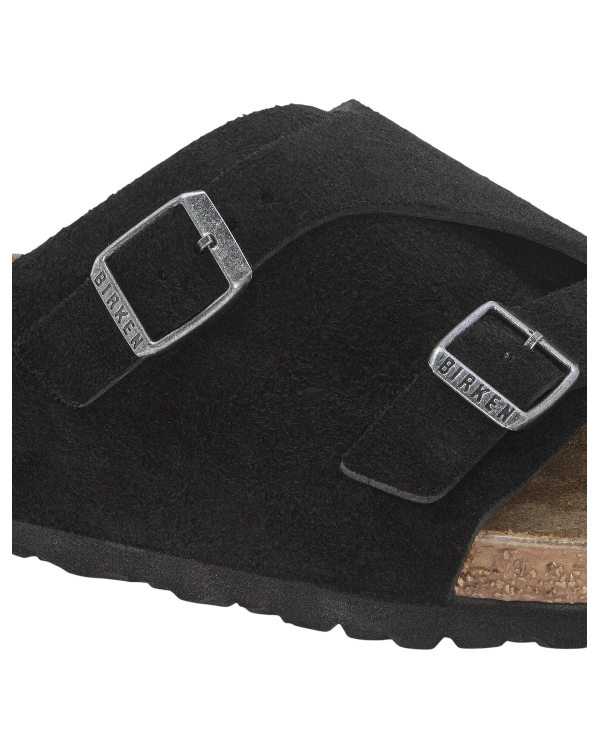 6 Birkenstock Unisex Zurich Suede Leather Regular Slip On Sandals BLACK, 6 of 6
